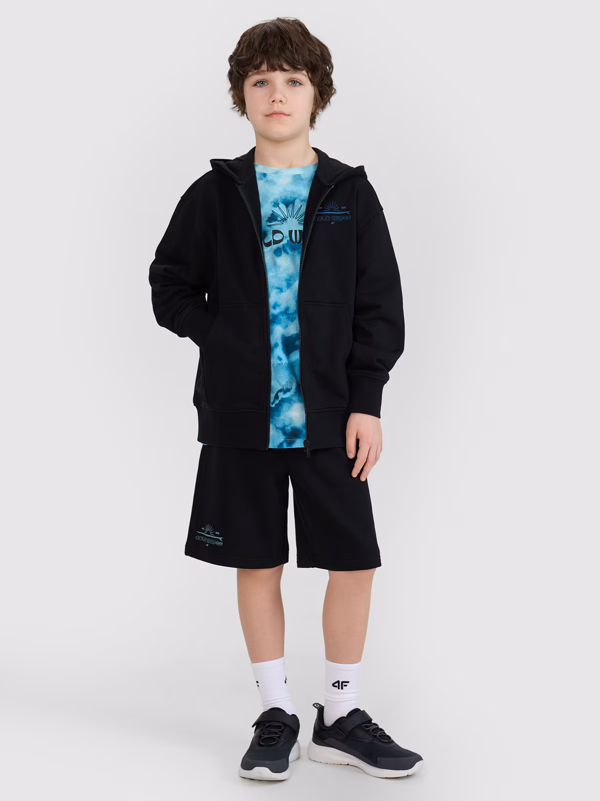 Bluza dresowa rozpinana z kapturem chłopięca - turkusowa