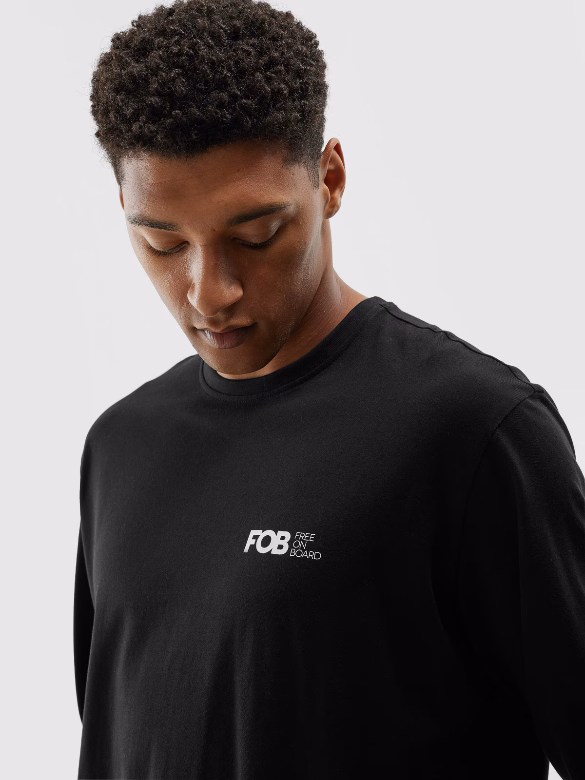 Longsleeve oversize z nadrukiem męski - czarny