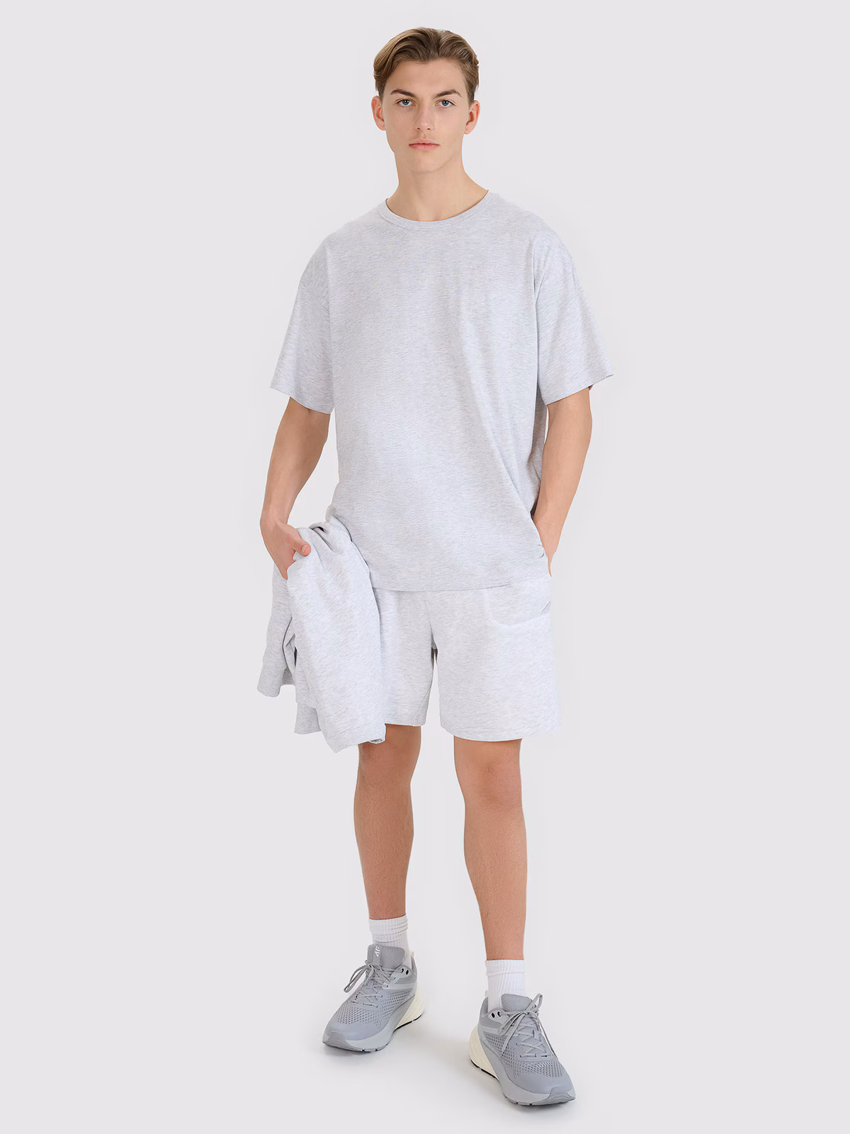 T-shirt oversize gładki uniseks - szary