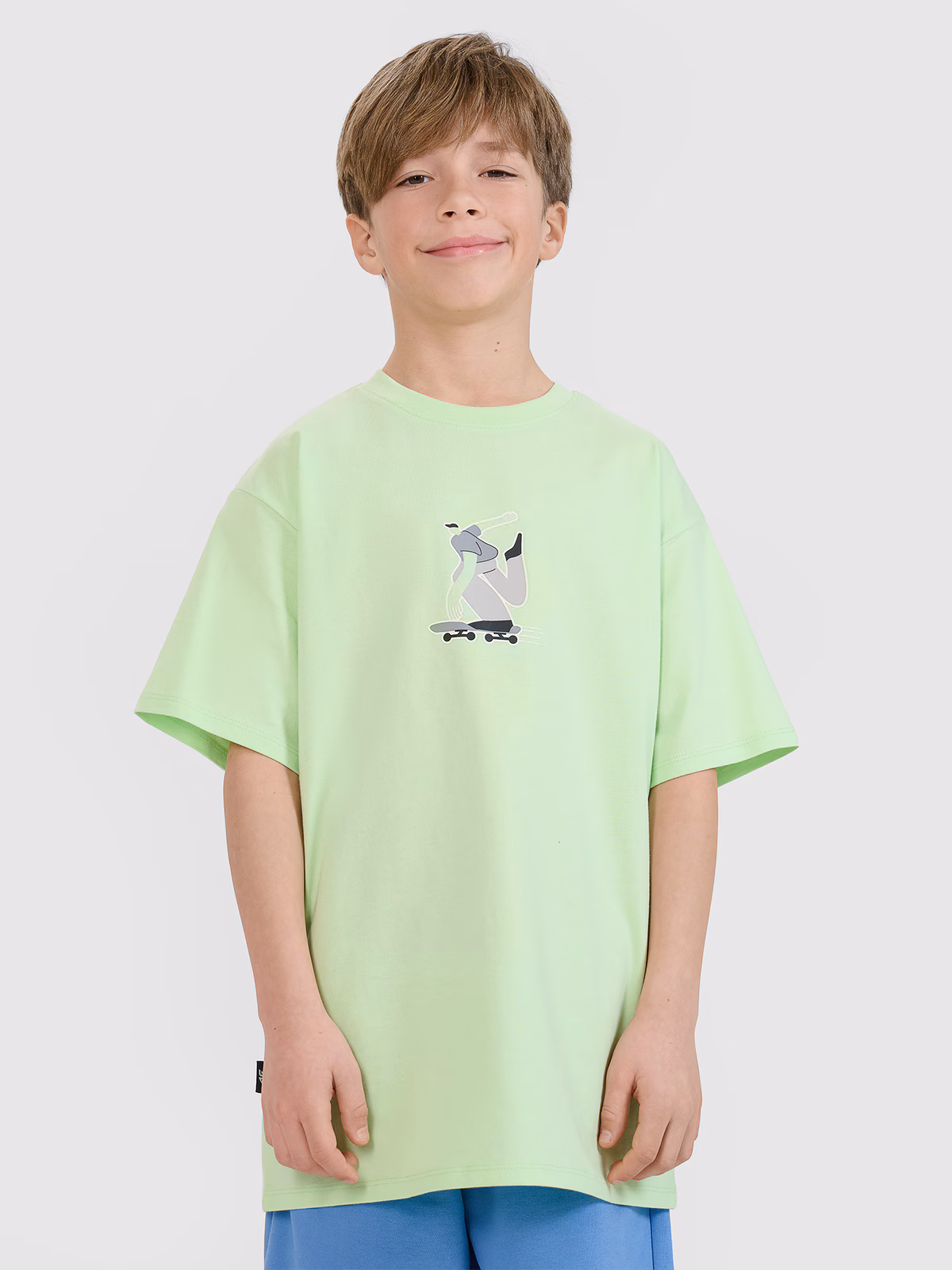 T-shirt oversize z nadrukiem chłopięcy - żółty