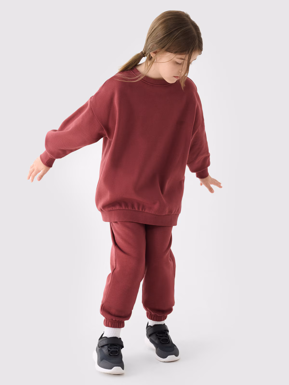 Bluza dresowa nierozpinana bez kaptura dziecięca - czerwona