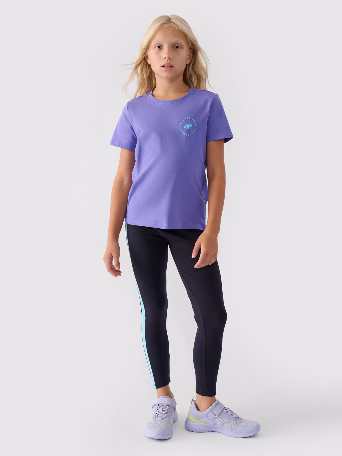 T-shirt gładki dziewczęcy - czarny