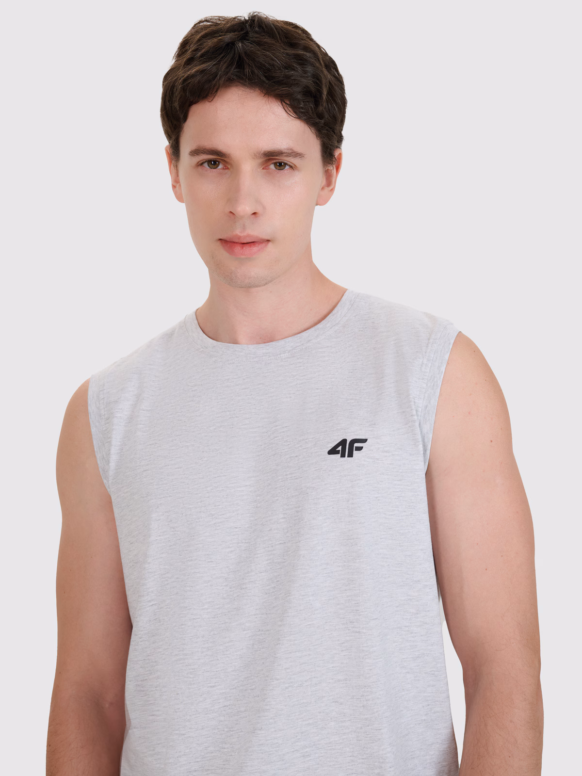Tank top regular gładki męski - szary