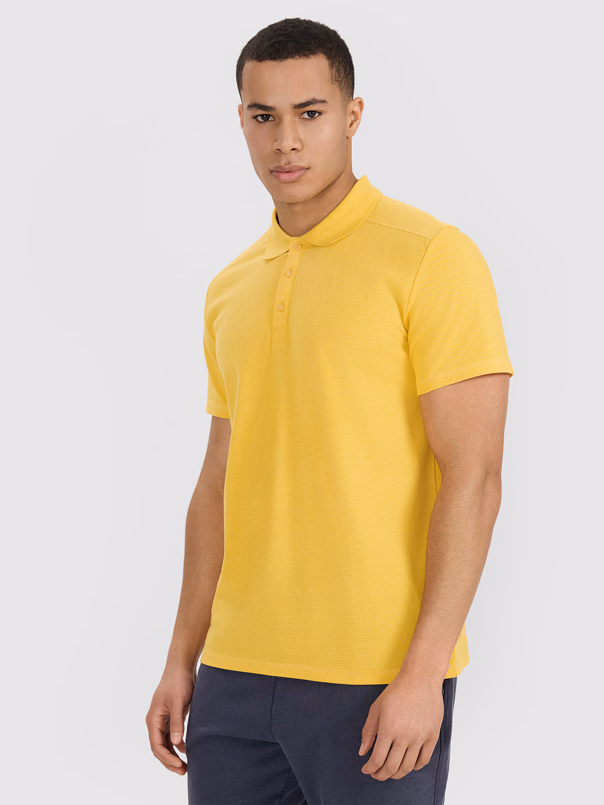 Koszulka polo regular męska - żółta