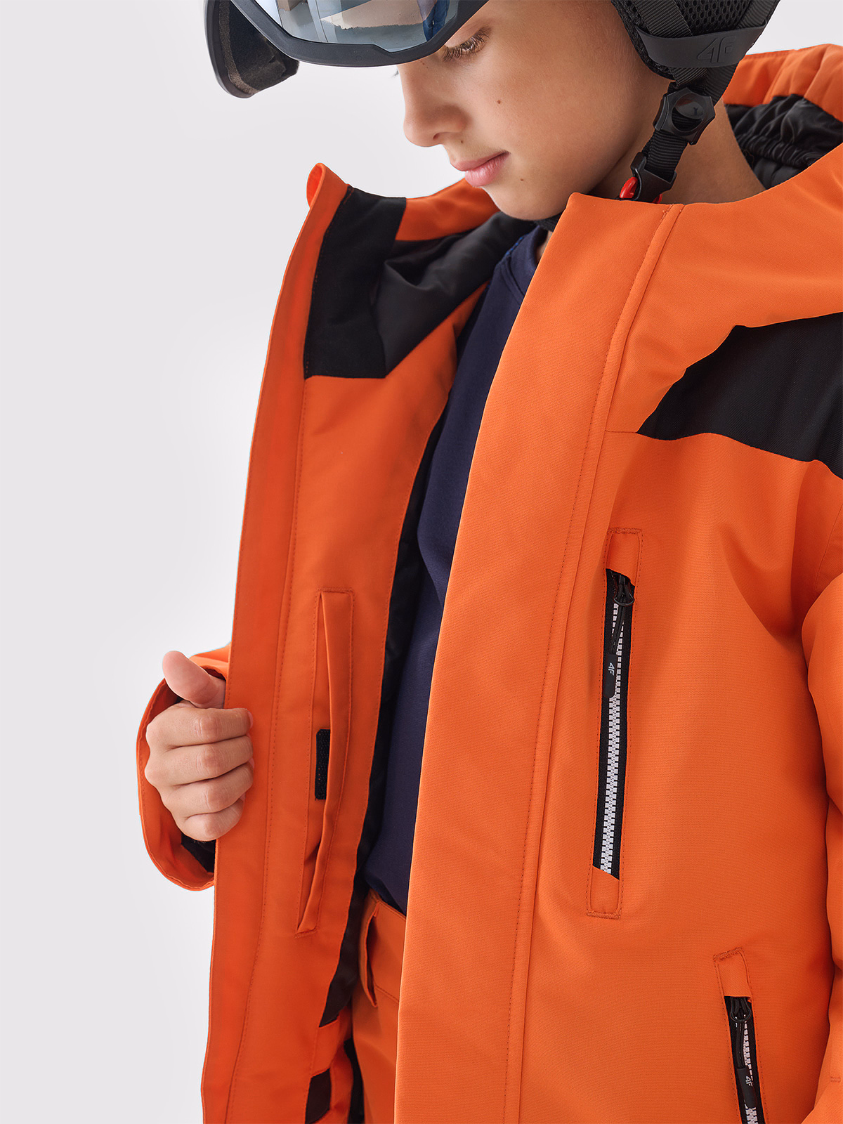 Kurtka snowboardowa membrana 8000 chłopięca - pomarańczowa