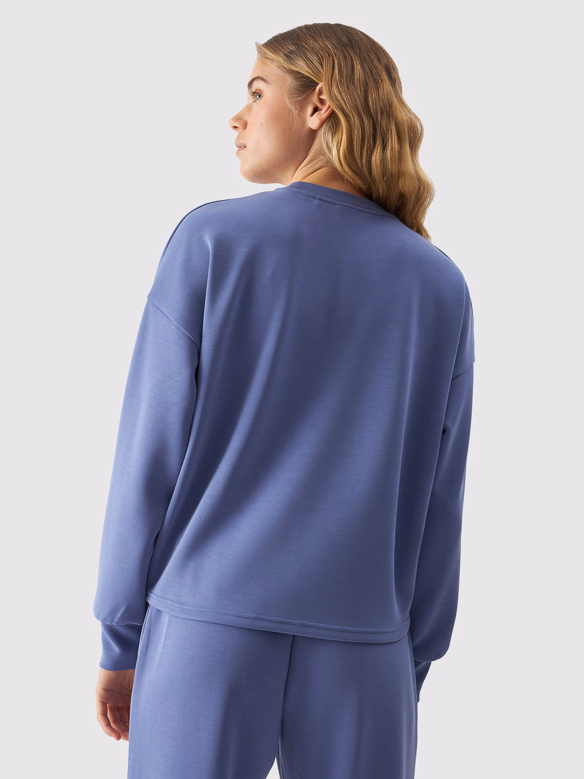 Bluza dresowa cropped z modalem damska - granatowa