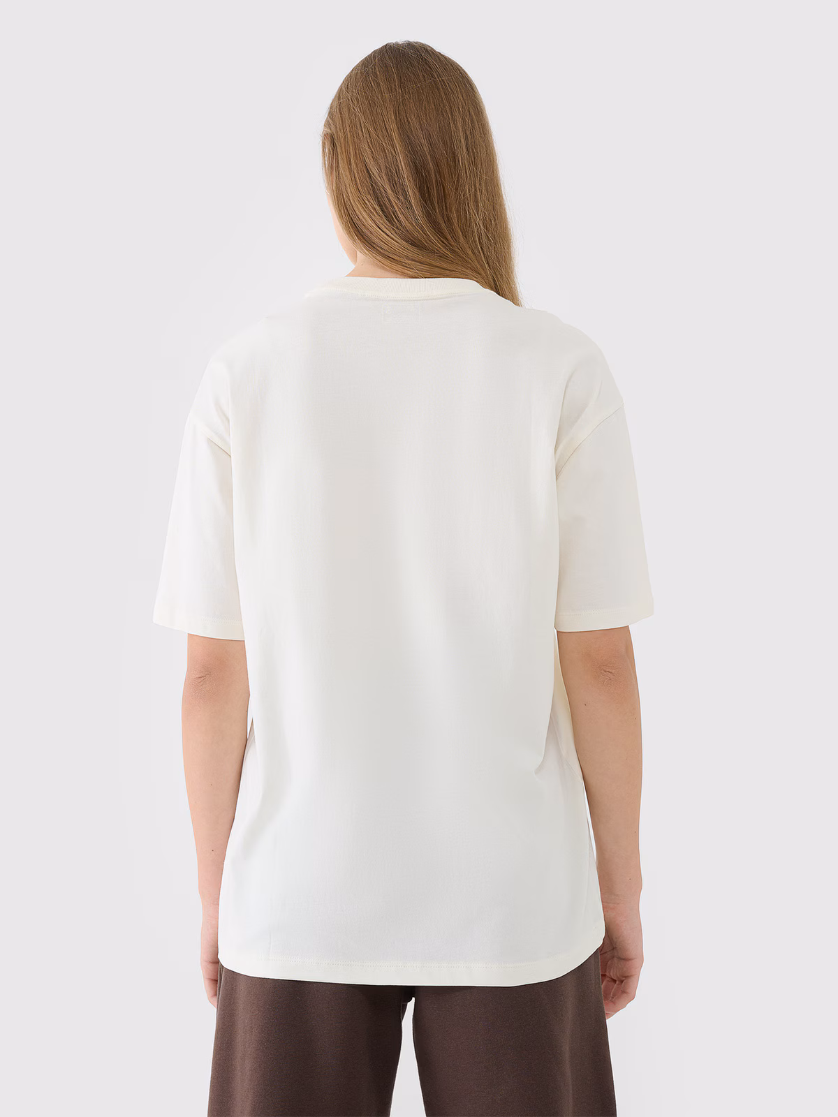 T-shirt oversize gładki damski - biały