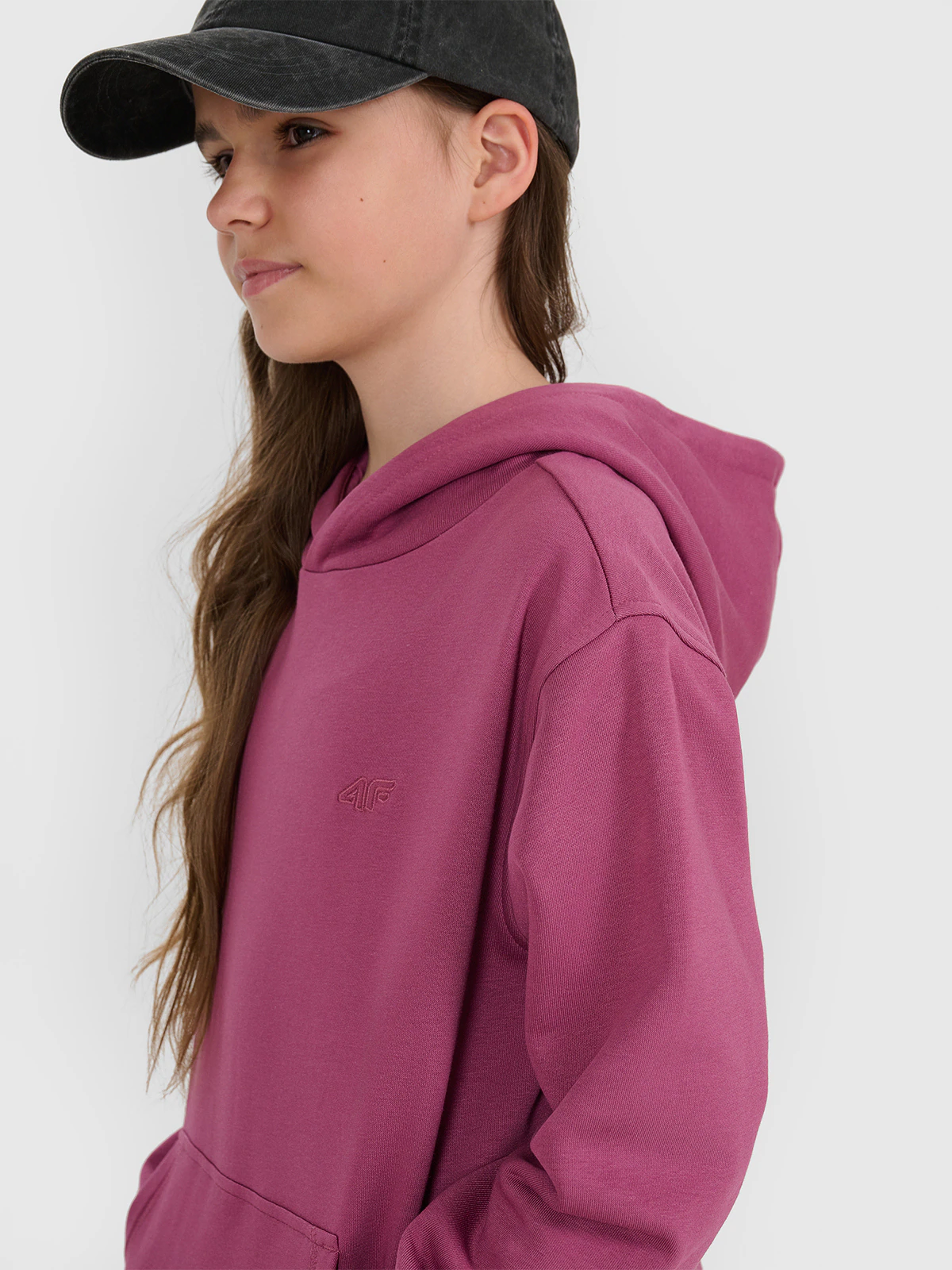 Bluza dresowa nierozpinana z kapturem dziewczęca - fioletowa