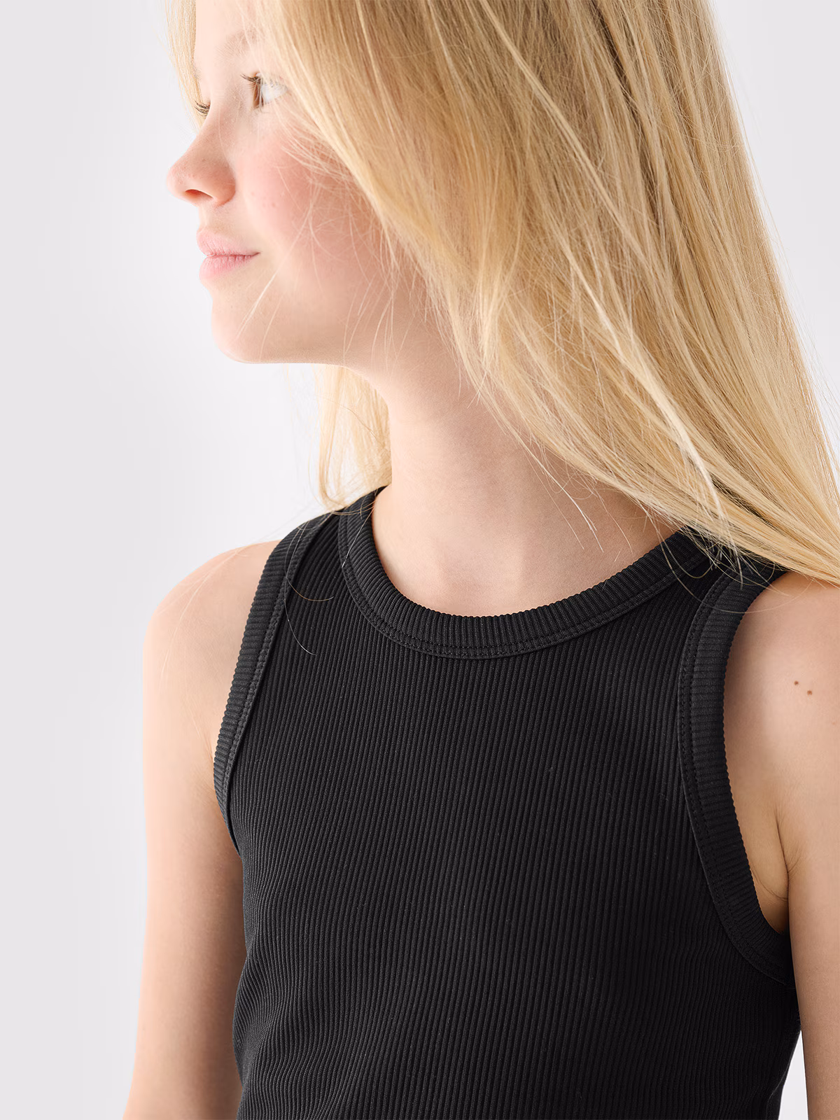 Crop top z prążkowanej dzianiny dziewczęcy - turkusowy