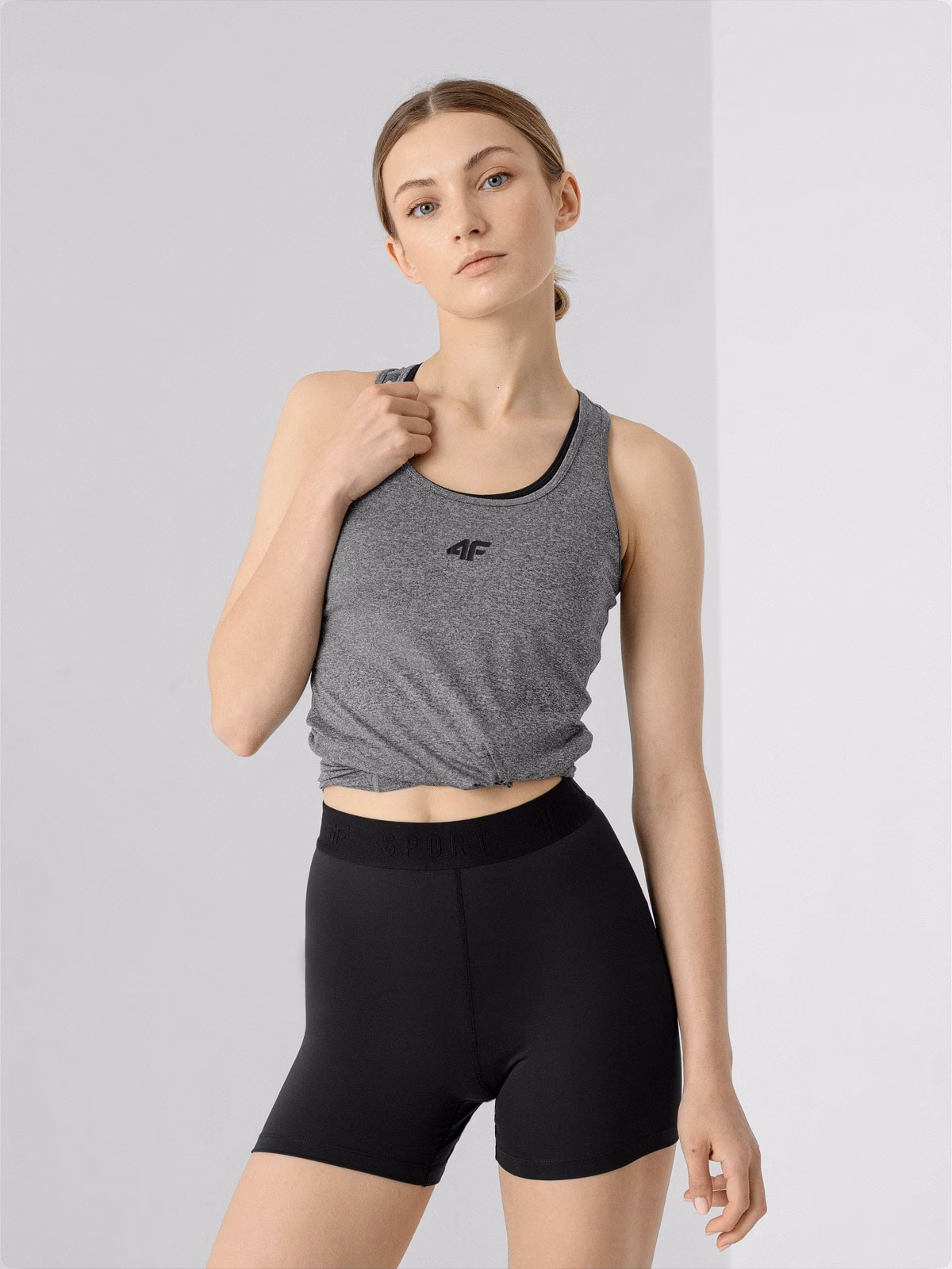 Top treningowy slim szybkoschnący damski - szary
