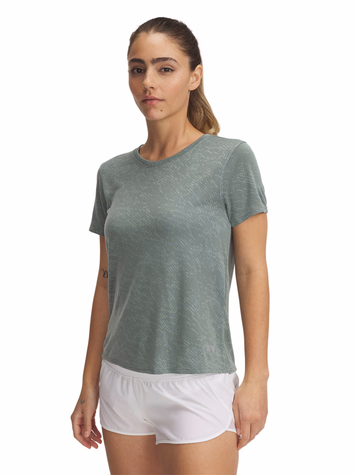 Koszulka do biegania damska Under Armour UA Launch Camo Shortsleeve - zielona