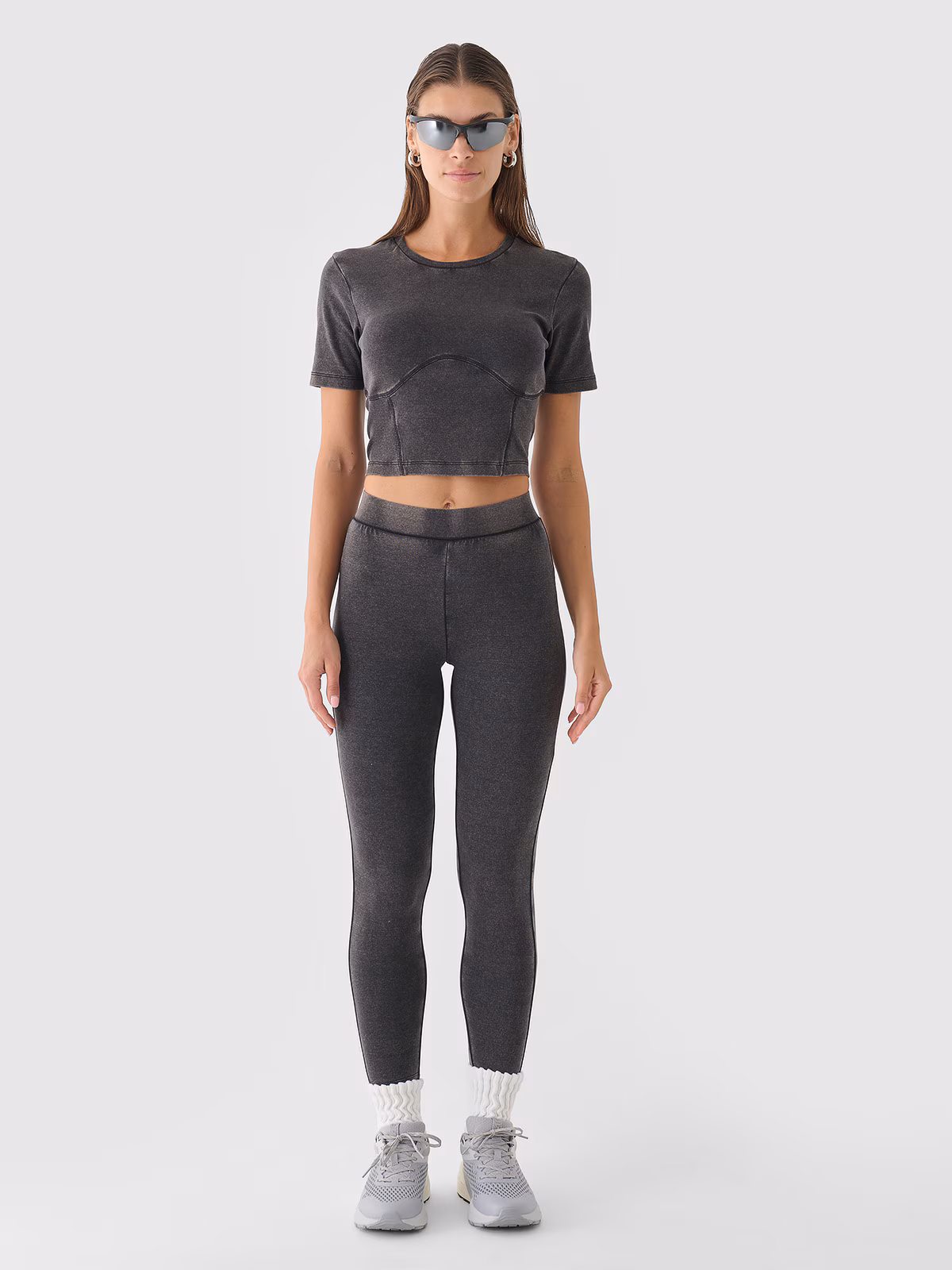 Legginsy dzianinowe damskie - czarne