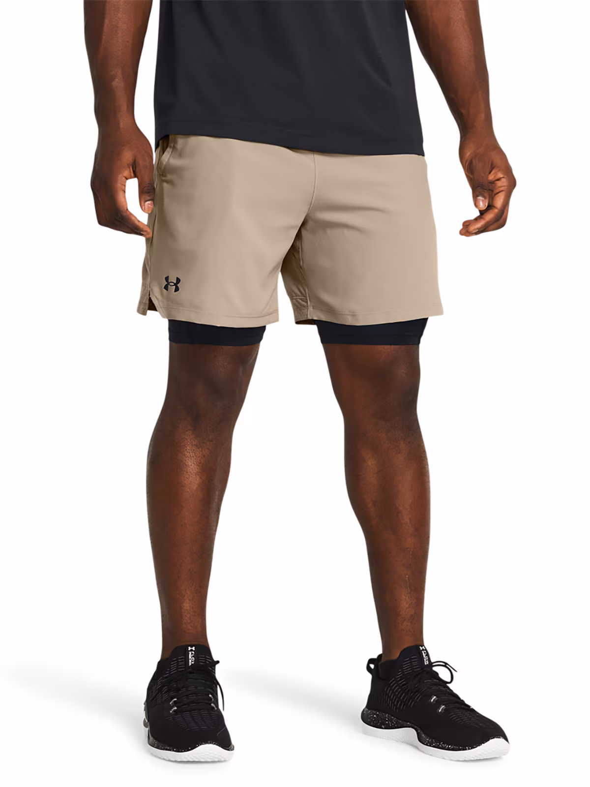 Spodenki treningowe męskie Under Armour UA Vanish Woven 2in1 Shorts - oliwkowe/khaki