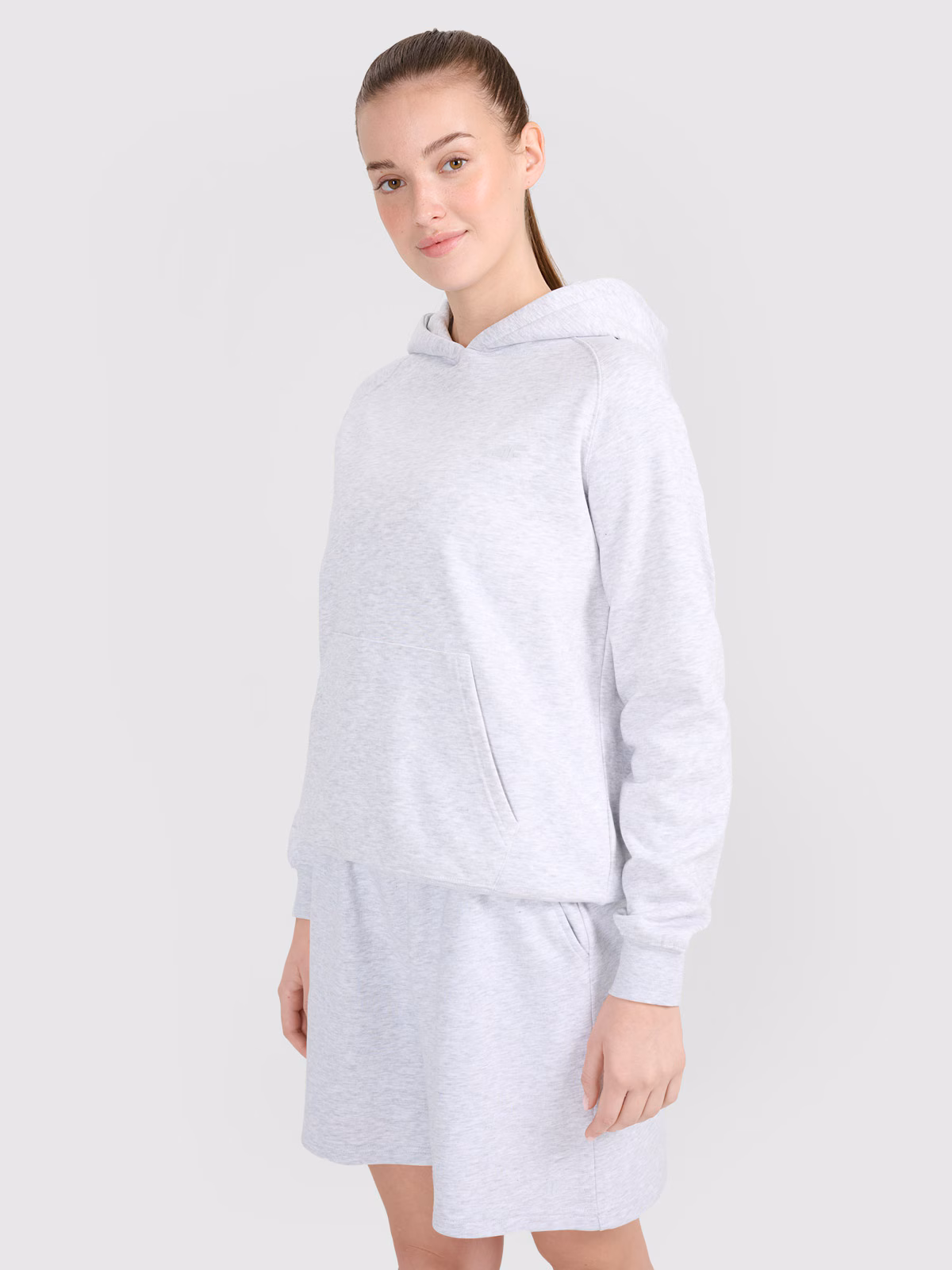 Bluza dresowa nierozpinana z kapturem damska - szara