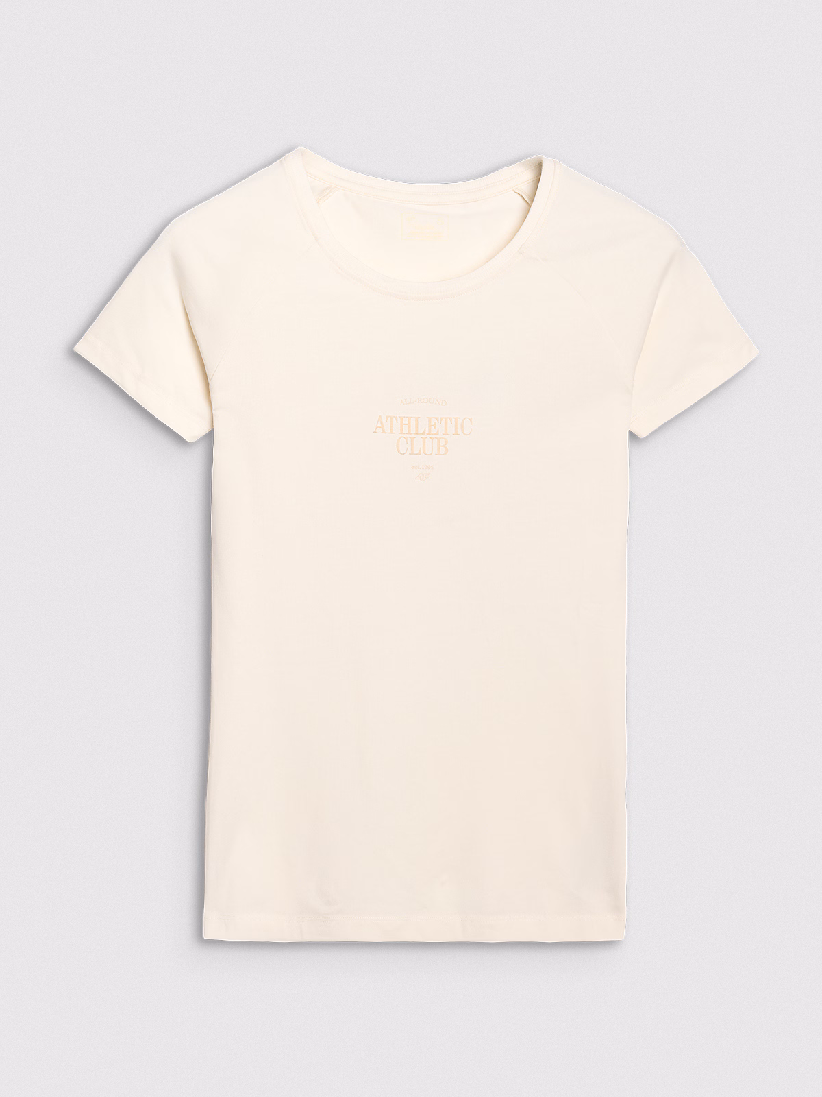 T-shirt slim z nadrukiem damski - szary