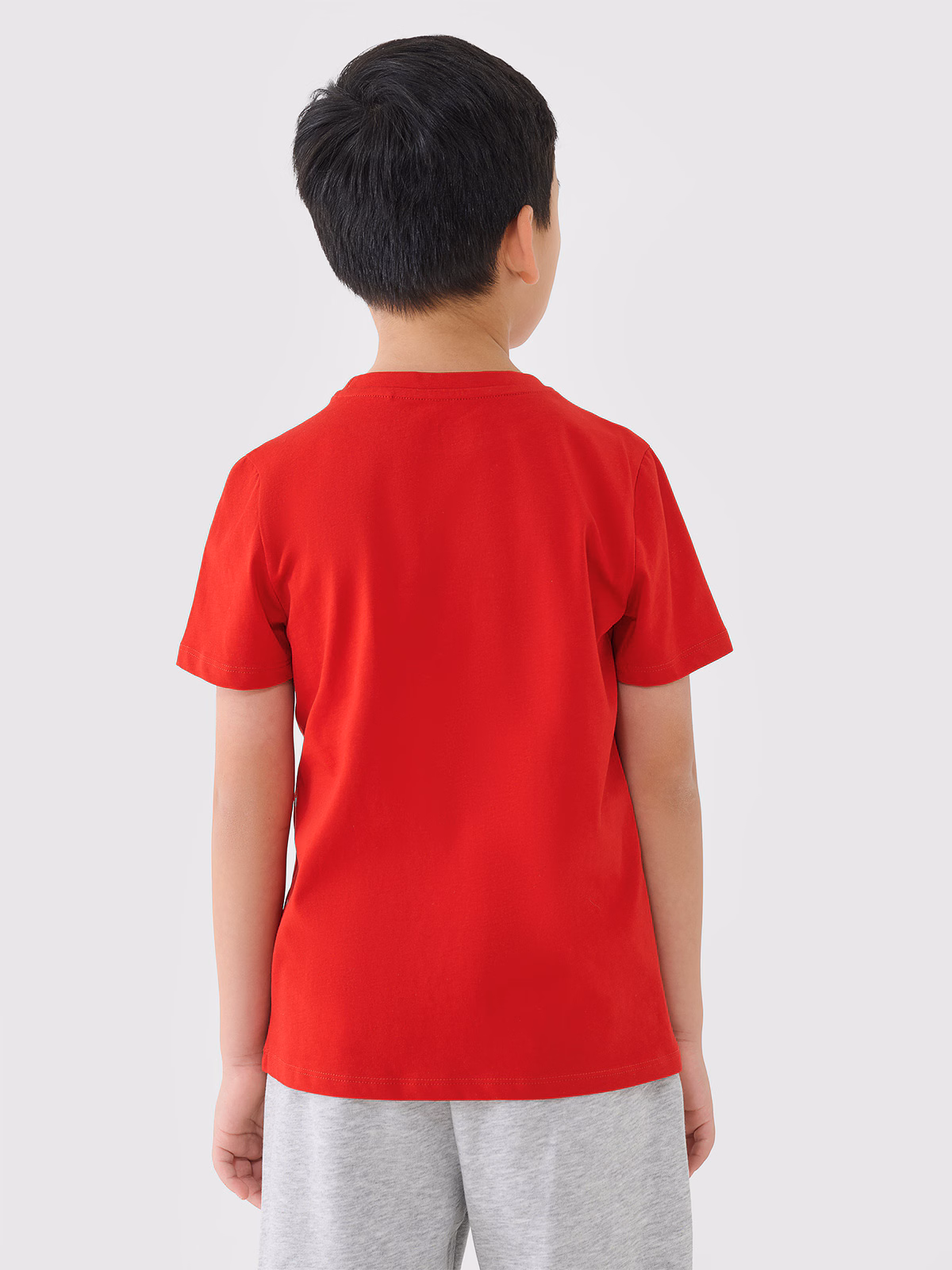 T-shirt regular gładki chłopięcy - czerwony