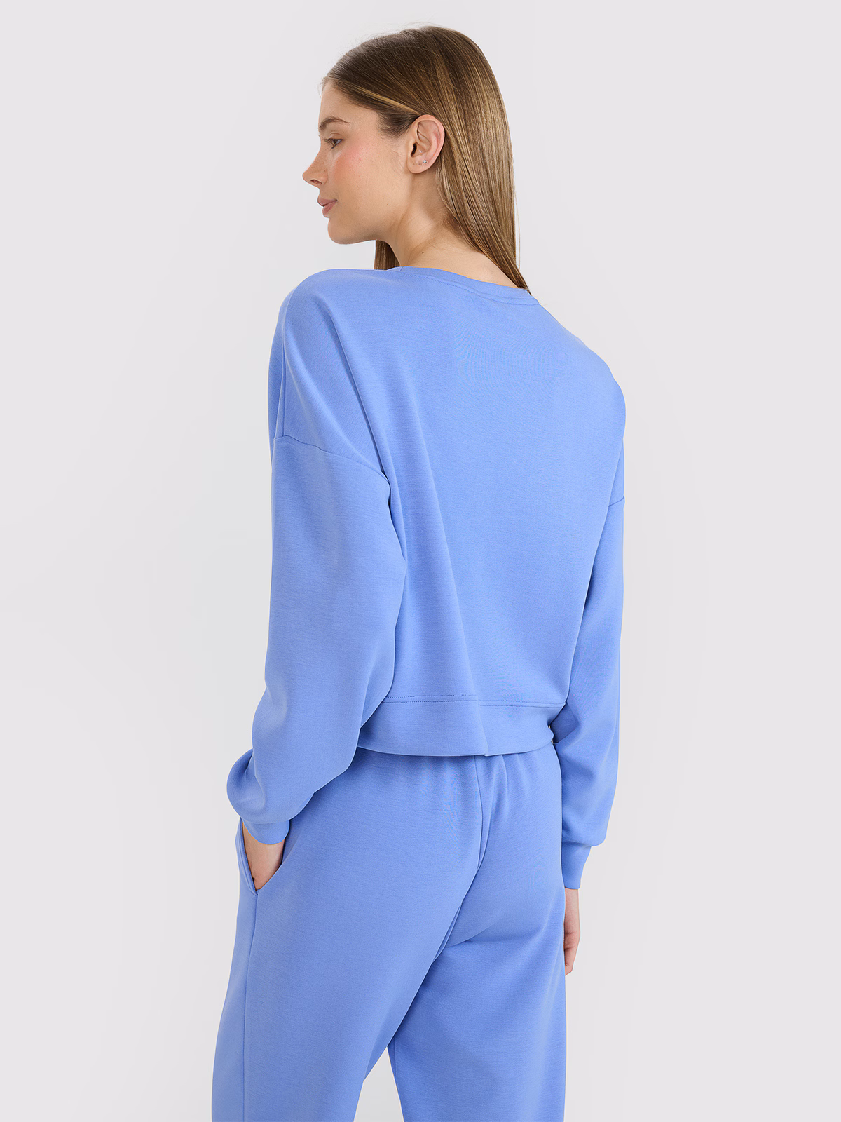 Bluza dresowa nierozpinana z modalem damska - niebieska