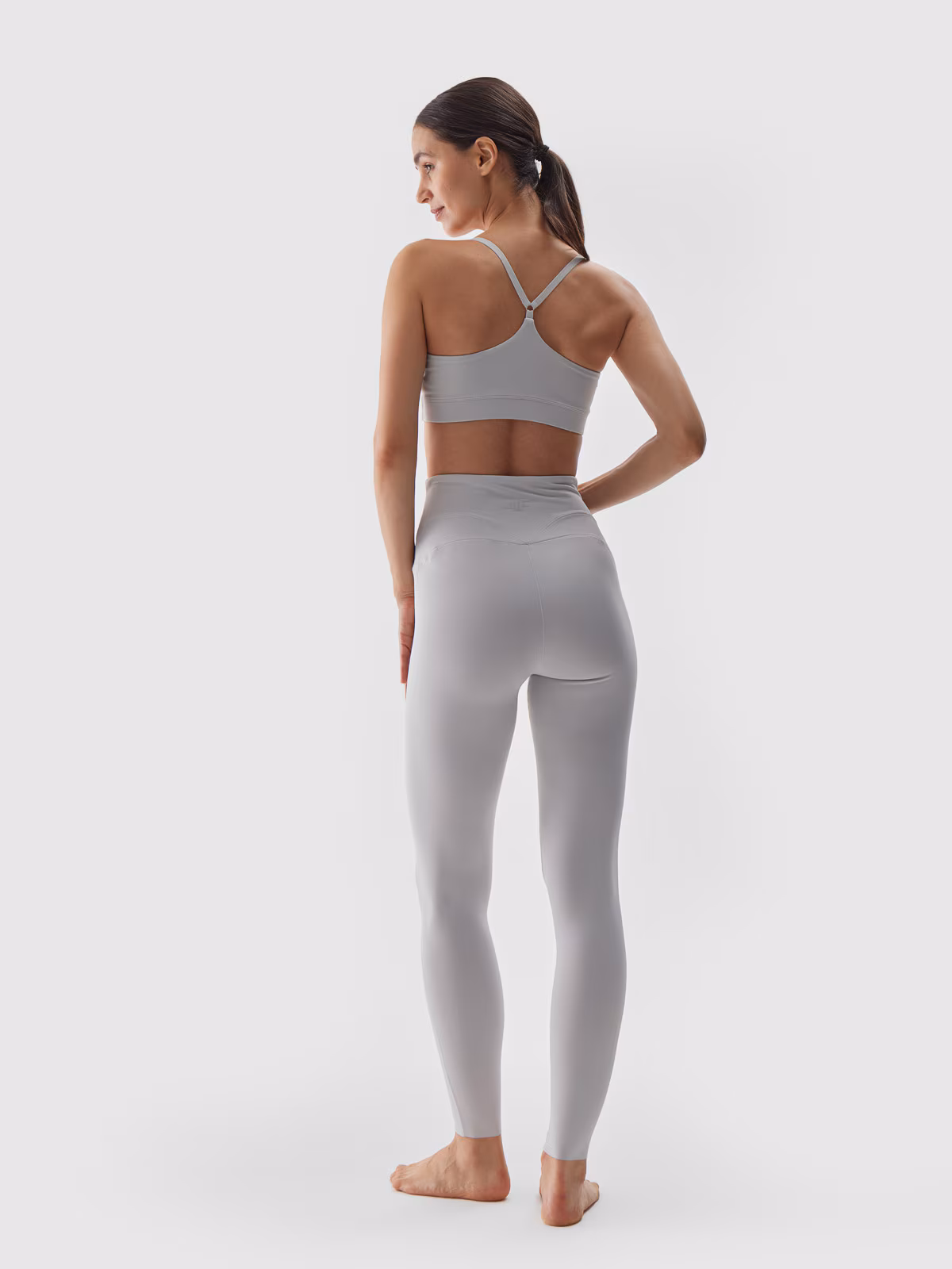 Legginsy do jogi z wysokim stanem damskie - szare