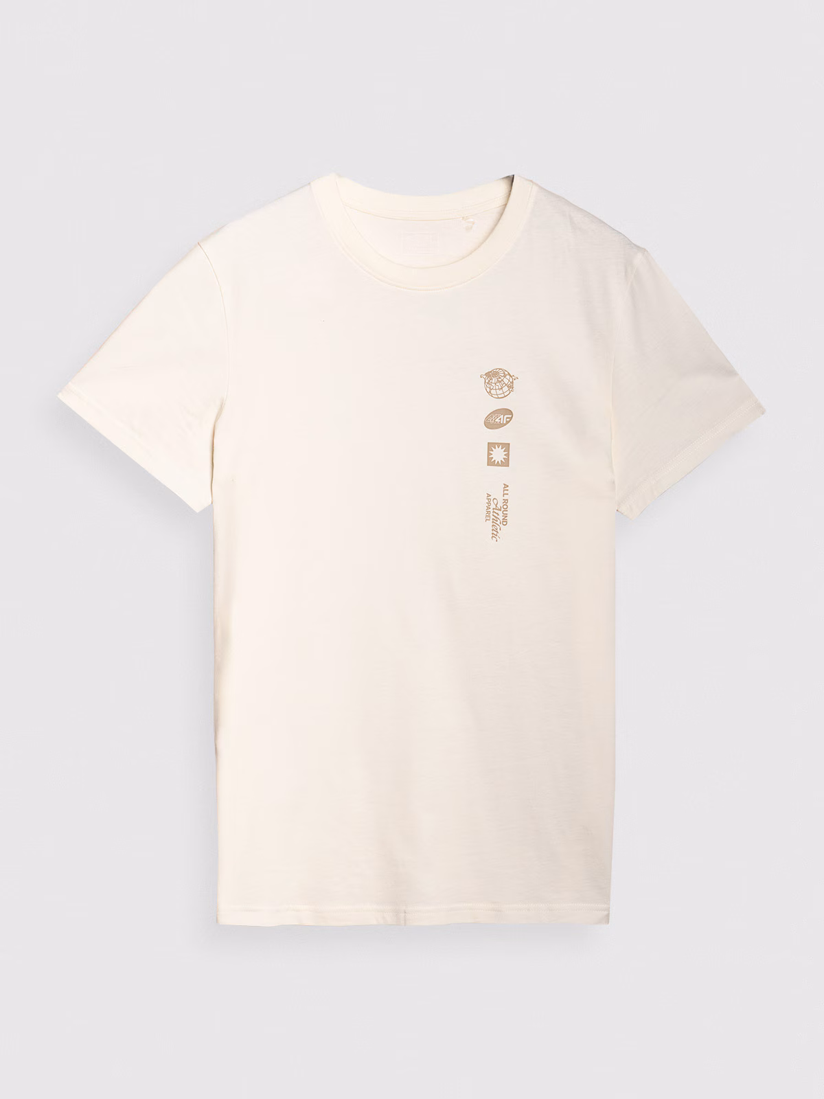 T-shirt regular z nadrukiem męski - beżowy