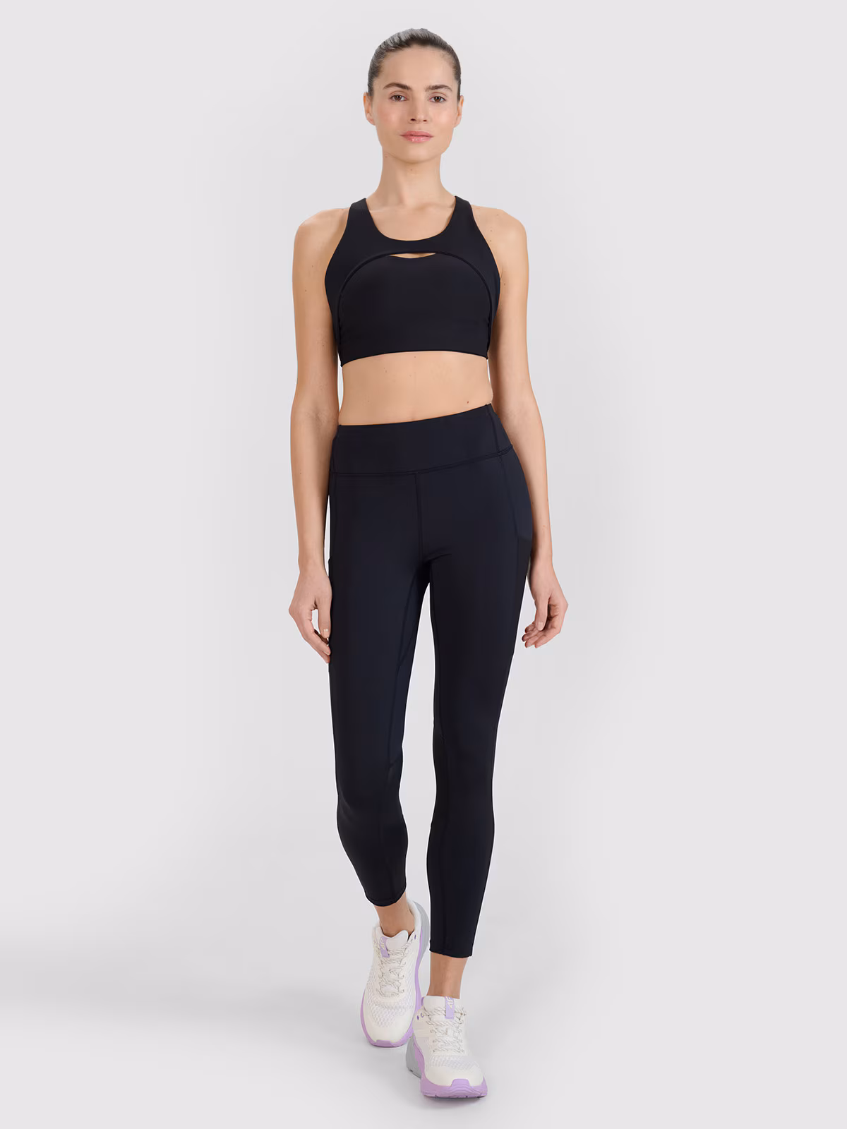 Legginsy treningowe z wysokim stanem damskie - czarne