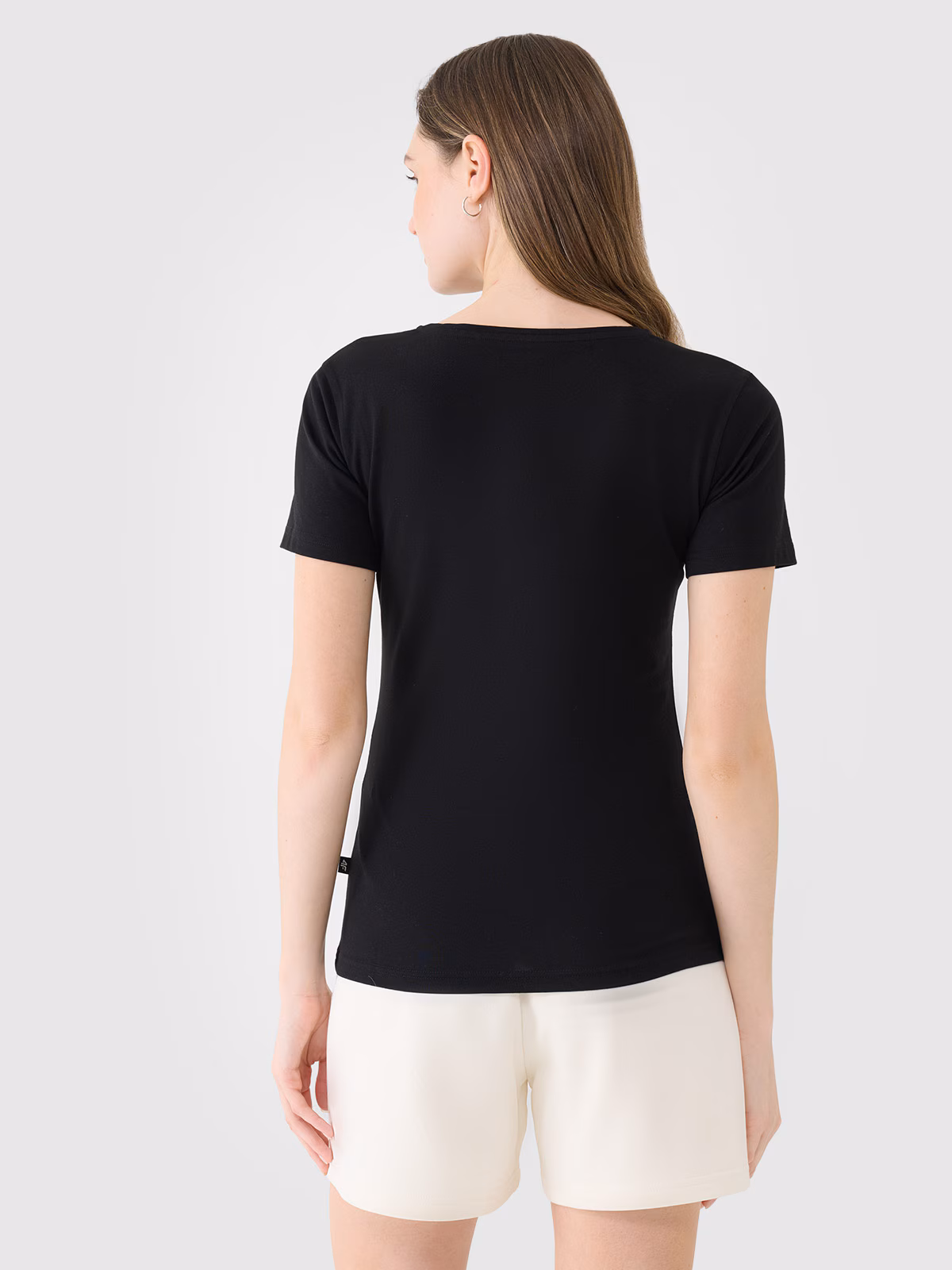 T-shirt slim gładki damski - biały