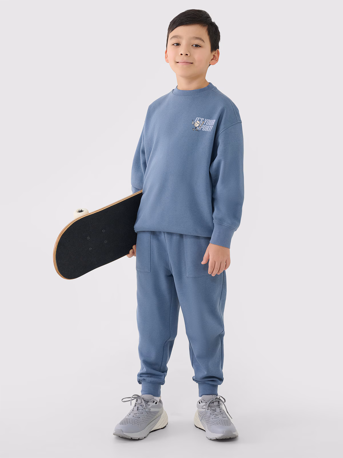 Bluza dresowa nierozpinana bez kaptura chłopięca - granatowa