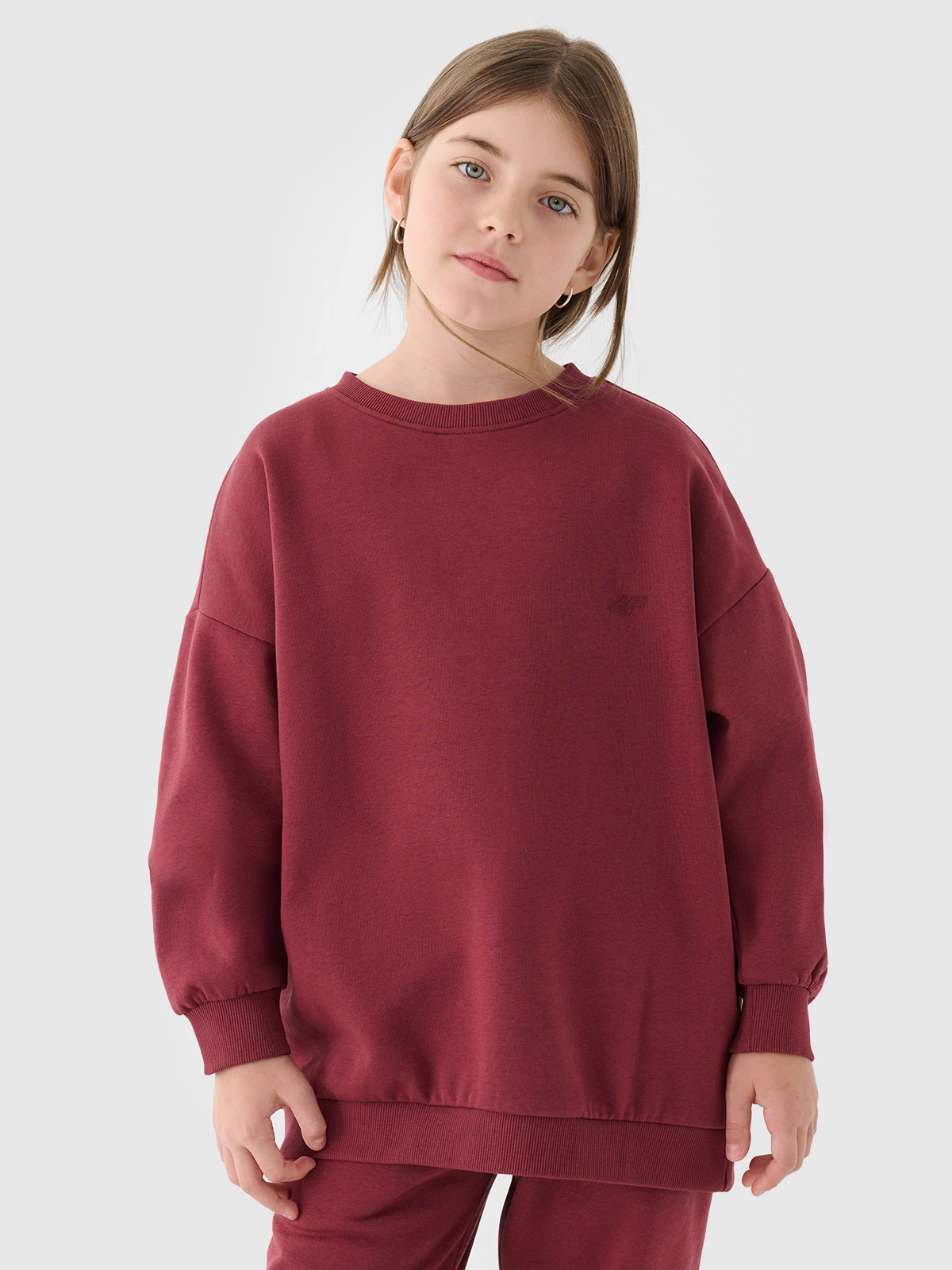 Bluza dresowa nierozpinana bez kaptura dziecięca - czerwona