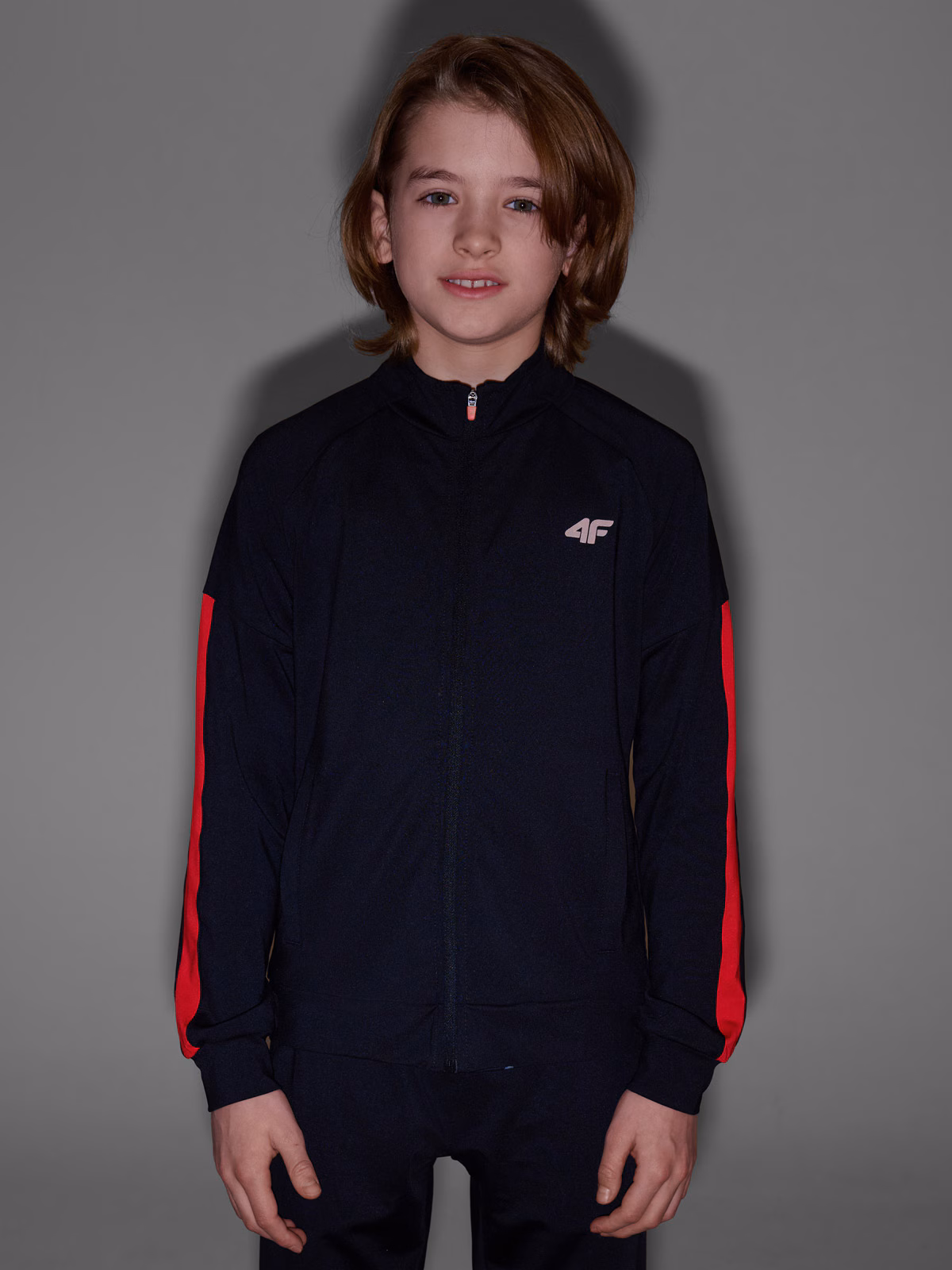 Bluza sportowa rozpinana bez kaptura chłopięca - czarna