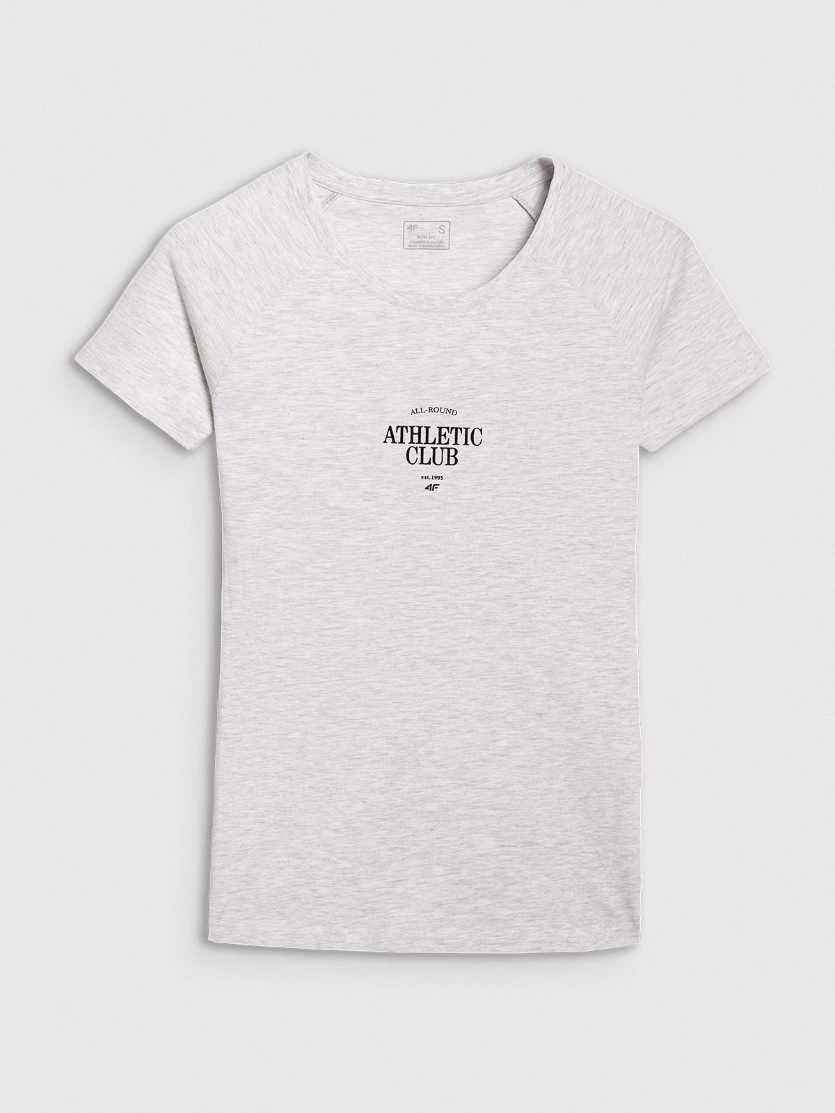 T-shirt slim z nadrukiem damski - szary