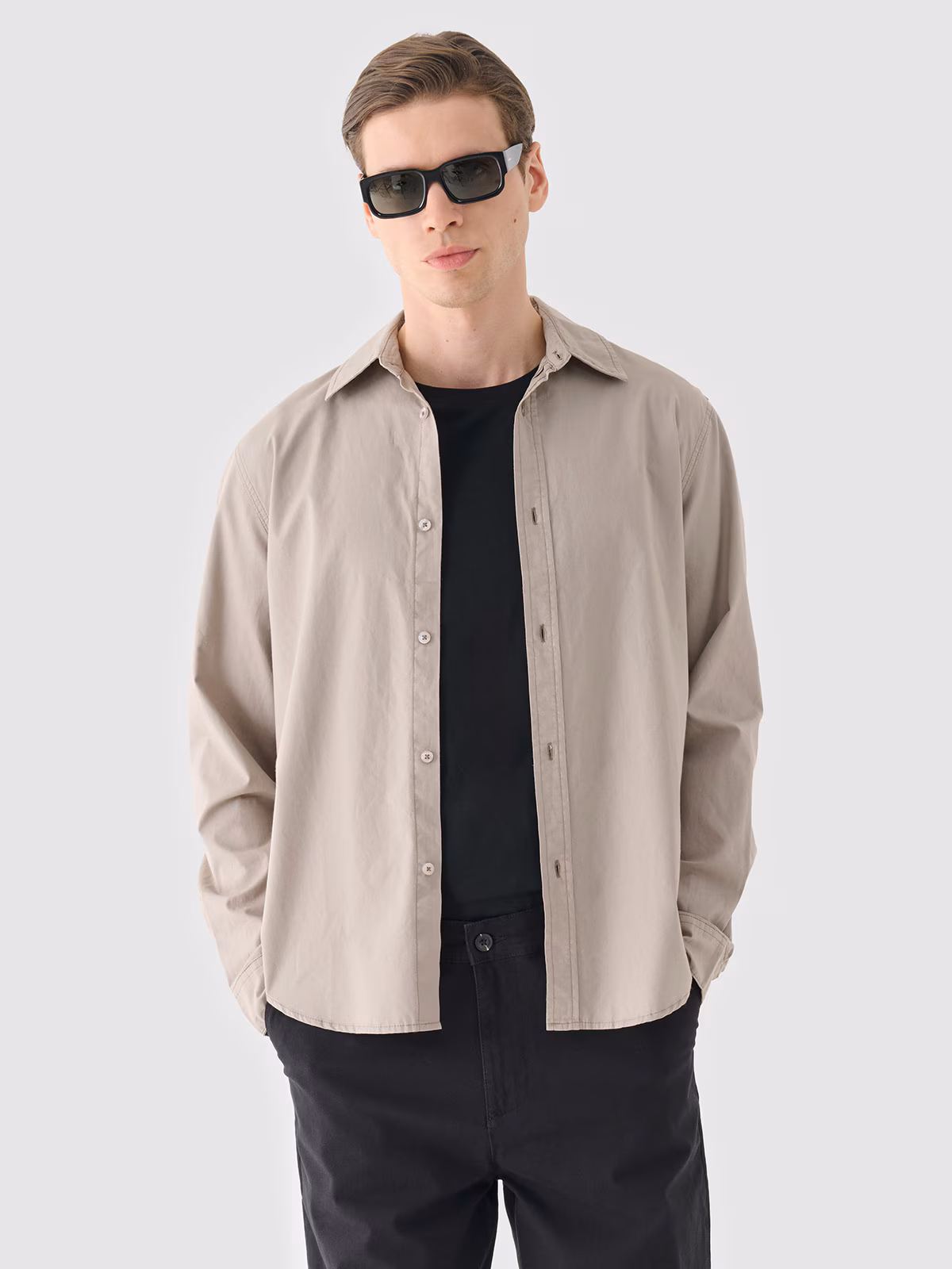 Koszula bawełniana męska Outhorn - brązowa