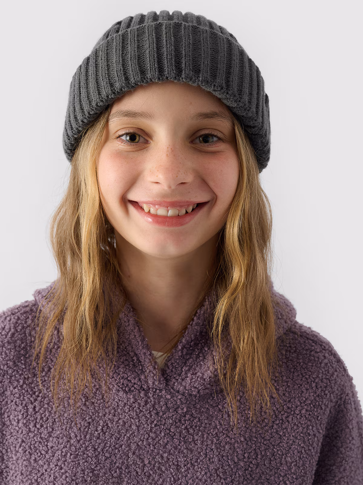 Polar sherpa z kapturem dziewczęcy - fioletowy