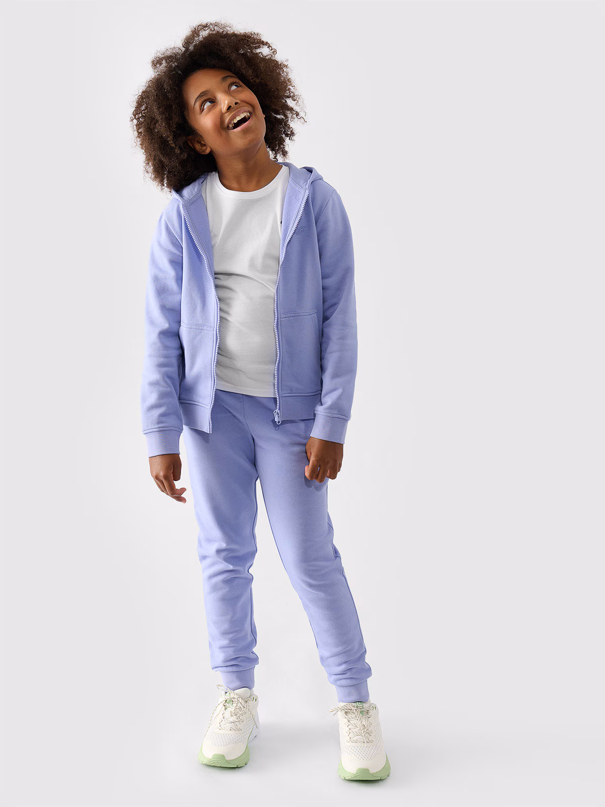 Bluza dresowa rozpinana z kapturem dziewczęca - pudrowy róż