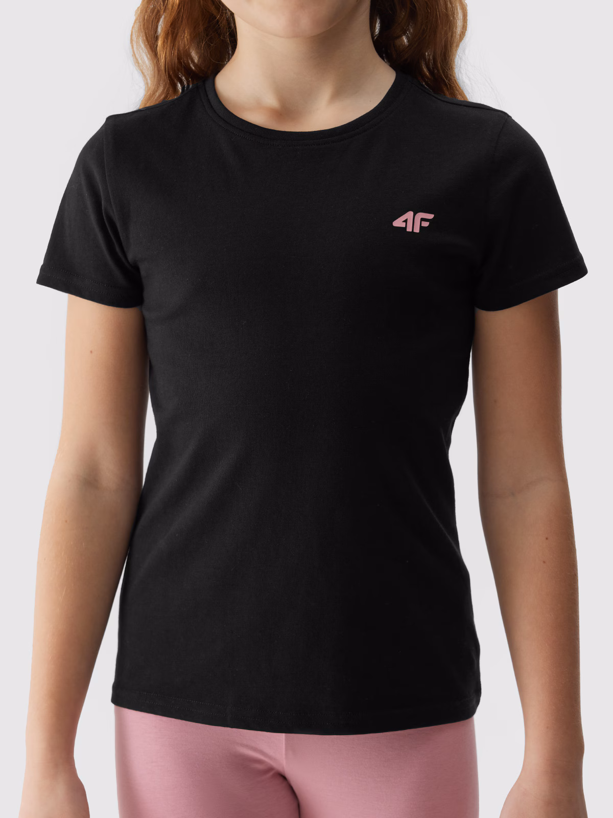 T-shirt gładki dziewczęcy - czarny