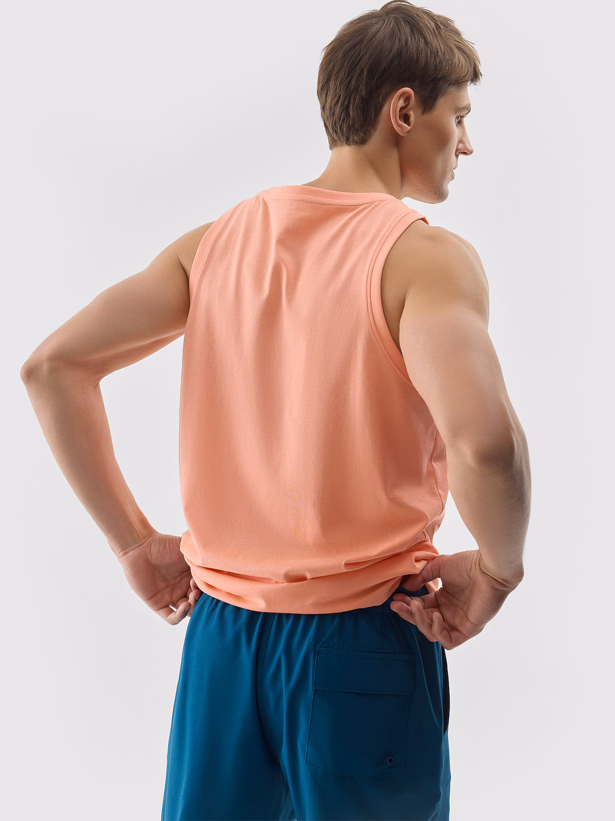 Tank top regular z nadrukiem męski - pomarańczowy