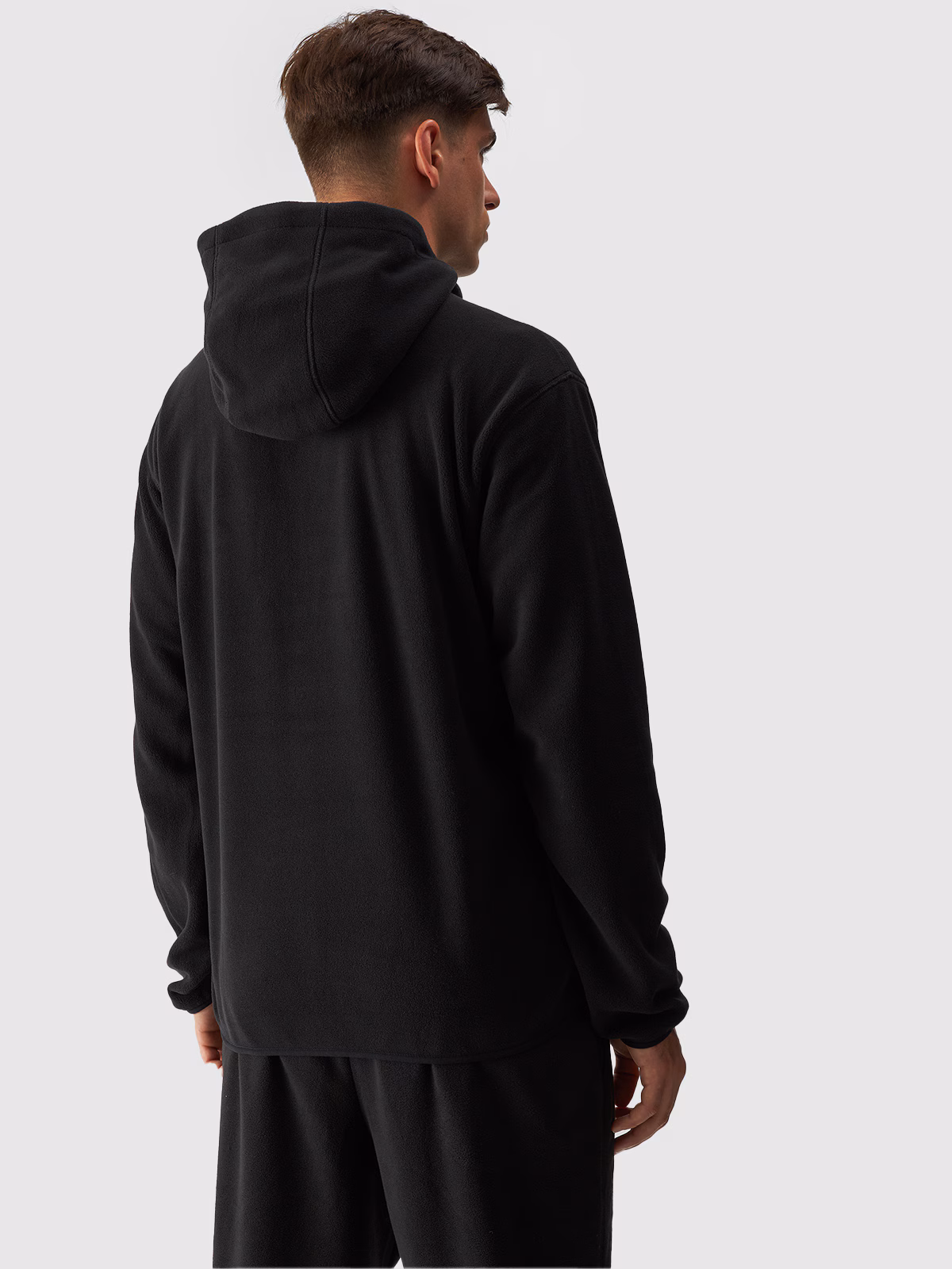 Polar z kapturem oversize męski - oliwkowy/khaki