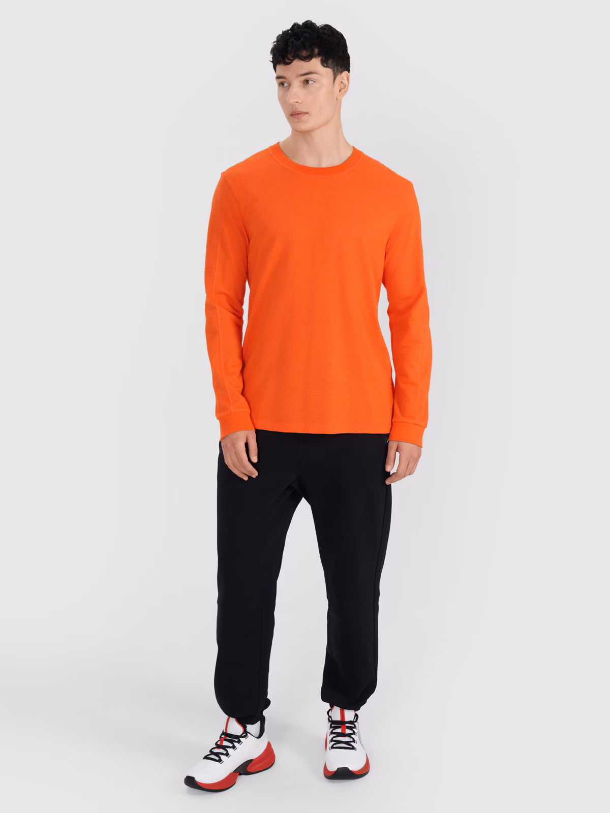 Longsleeve oversize gładki męski - biały