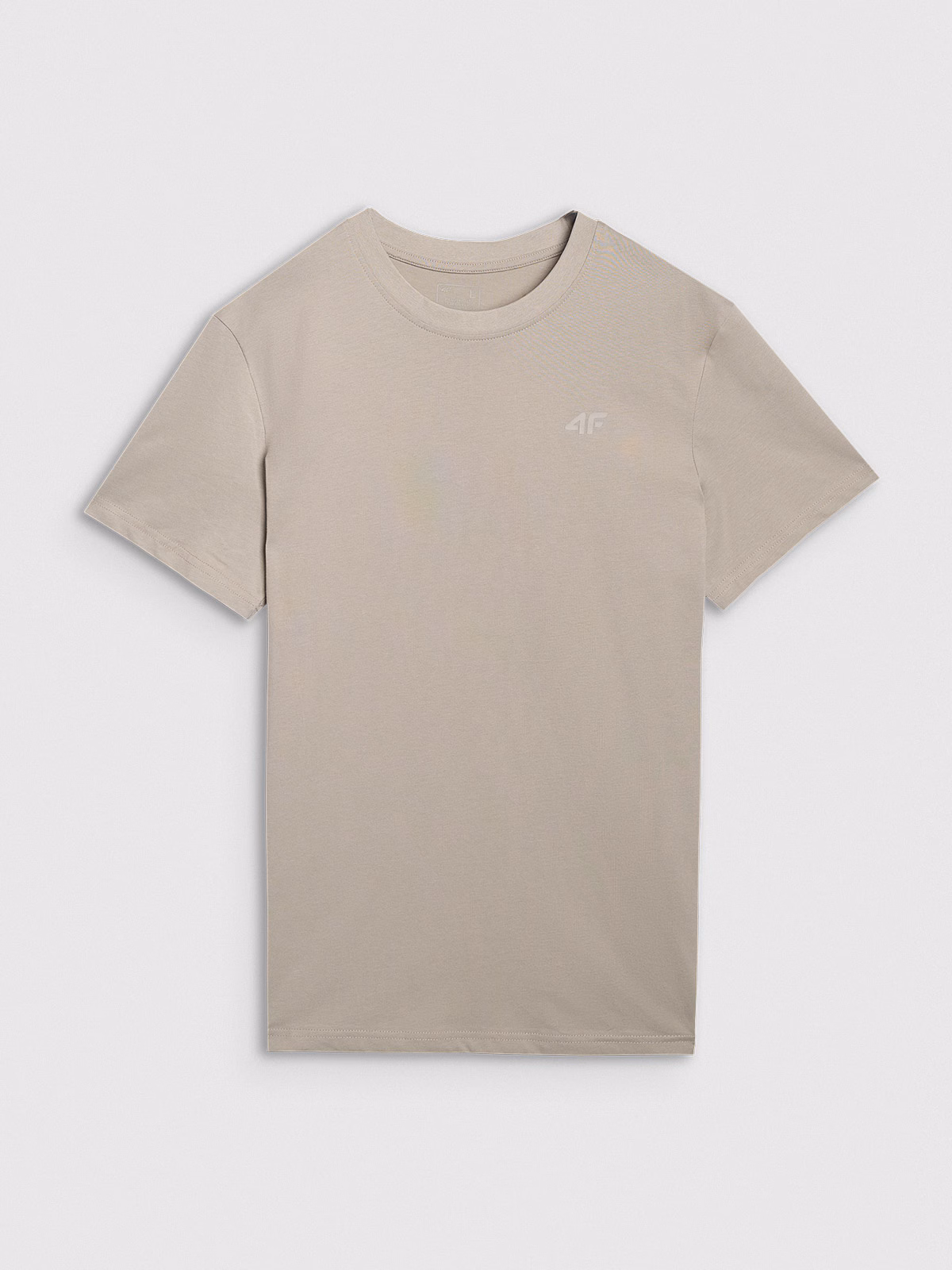 T-shirt regular gładki męski - beżowy