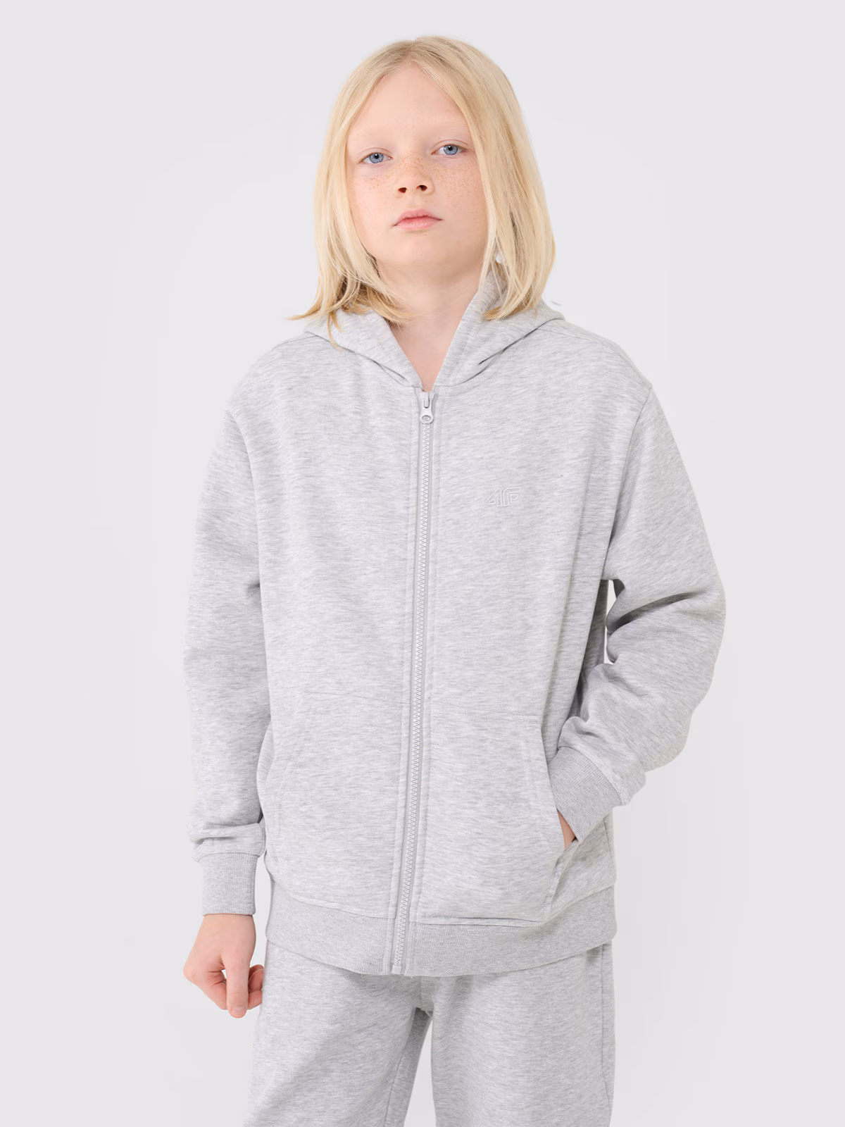 Bluza dresowa rozpinana z kapturem chłopięca - szara