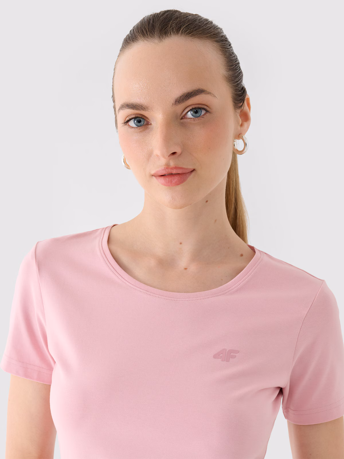 T-shirt slim gładki damski - czerwony