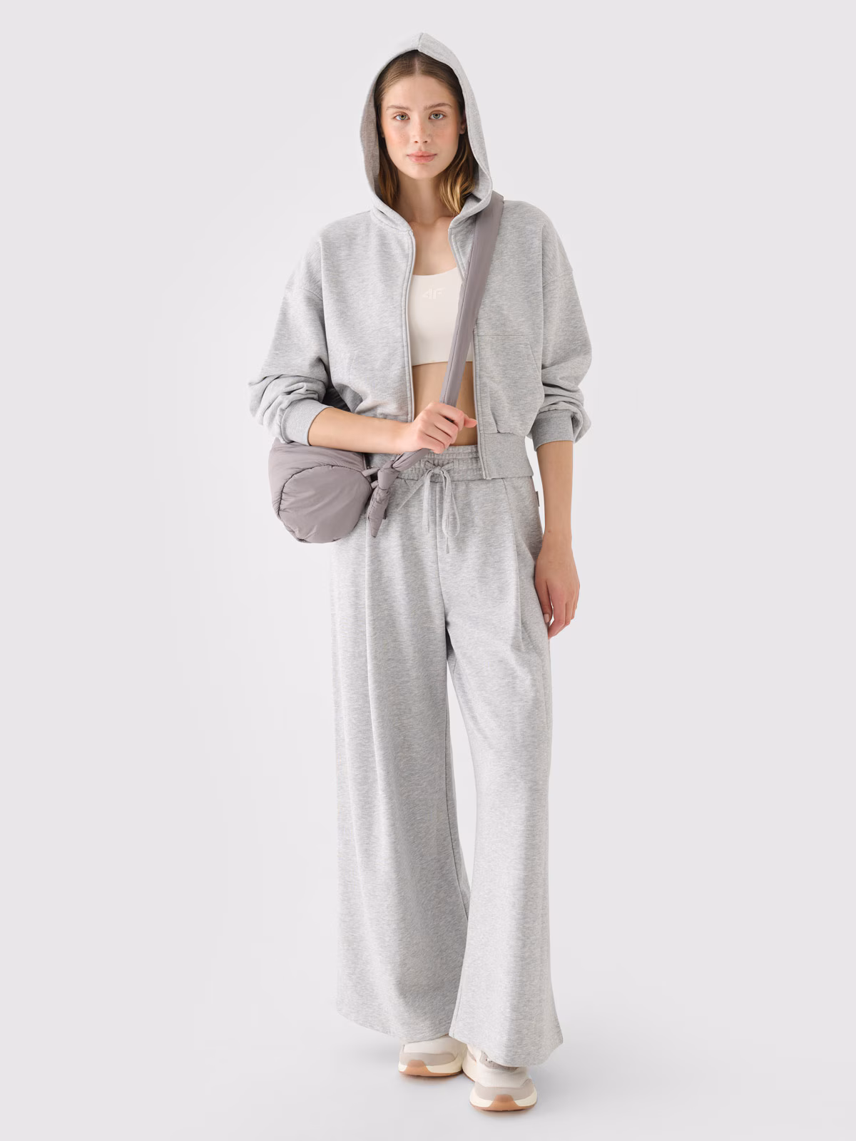 Bluza dresowa rozpinana z kapturem damska - szara