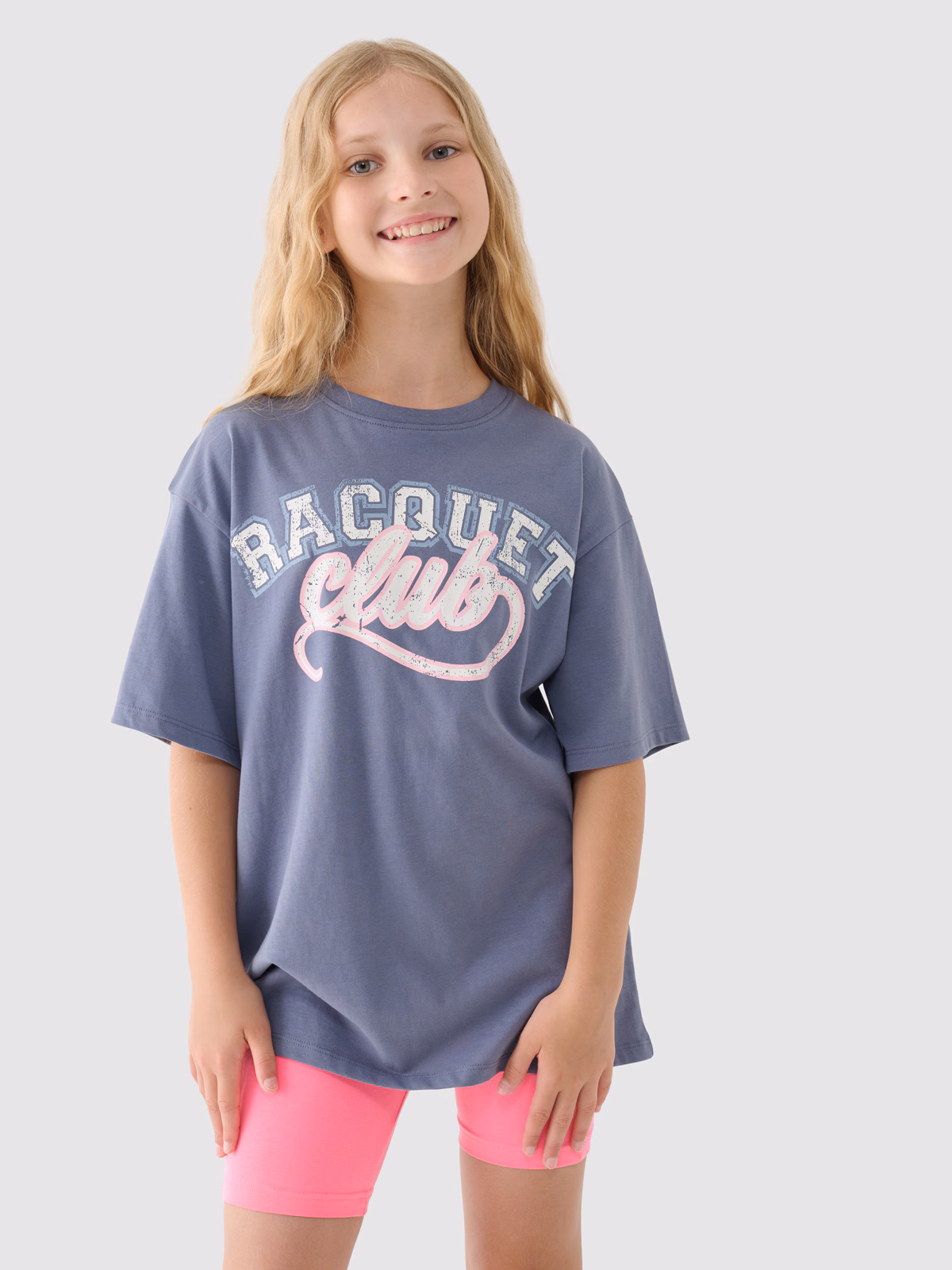 T-shirt z nadrukiem dziewczęcy - granatowy