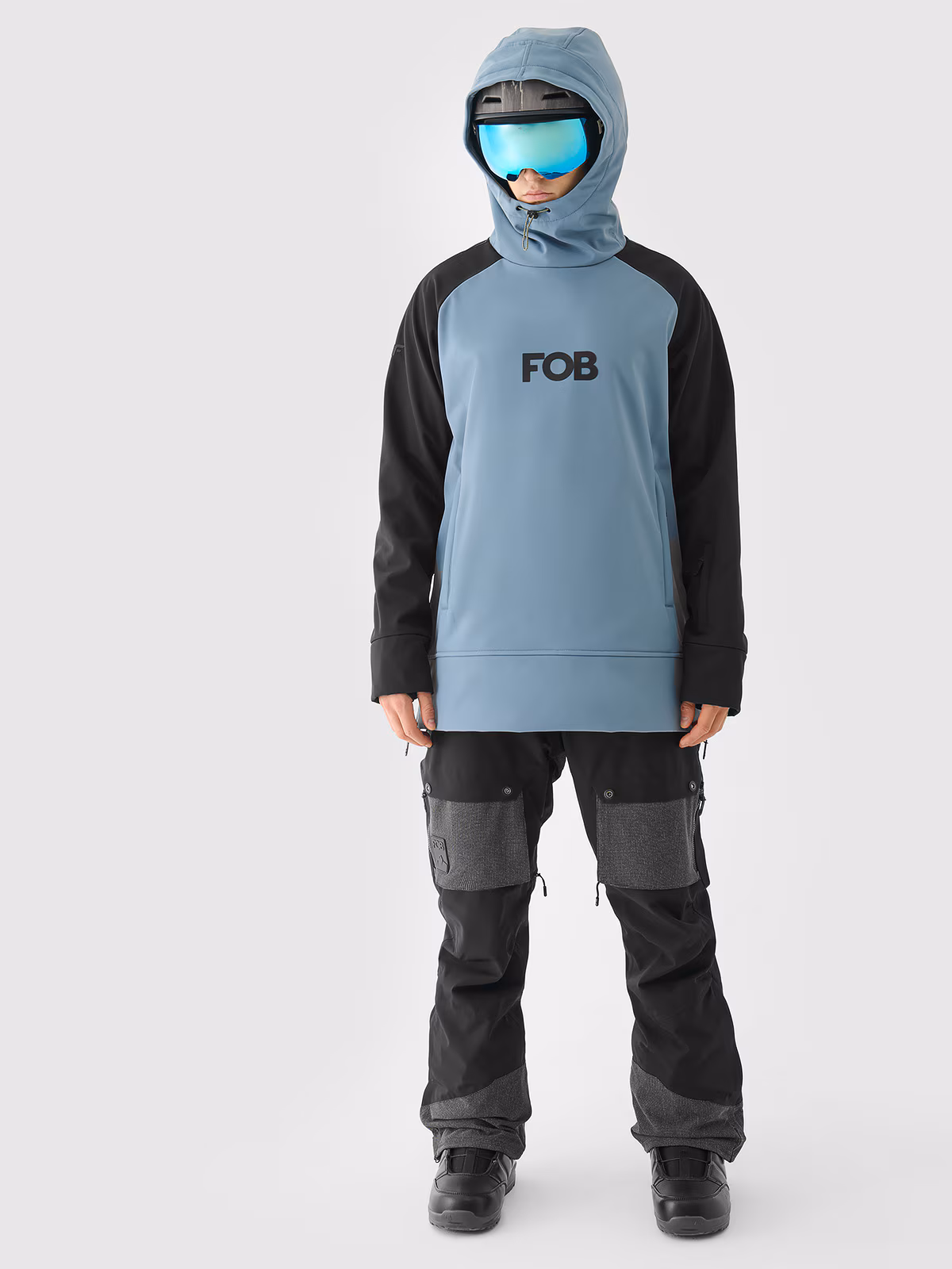 Długa bluza snowboardowa z softshellu membrana 5000 męska - granatowa