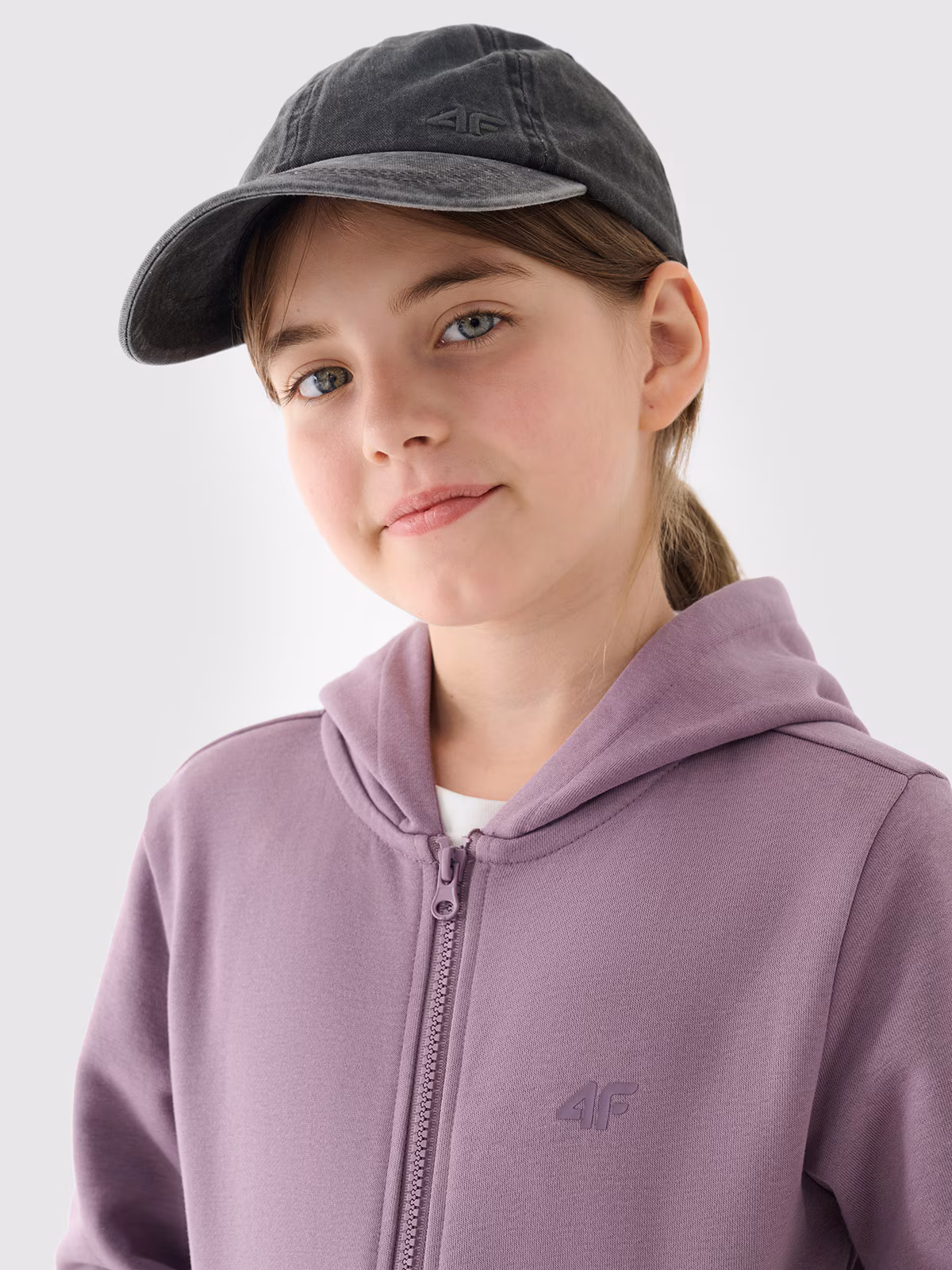 Bluza dresowa rozpinana z kapturem dziewczęca - pudrowy róż