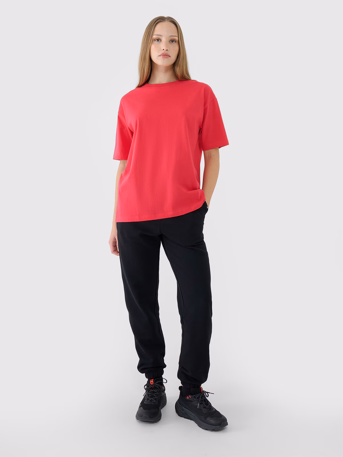 T-shirt oversize gładki damski - biały