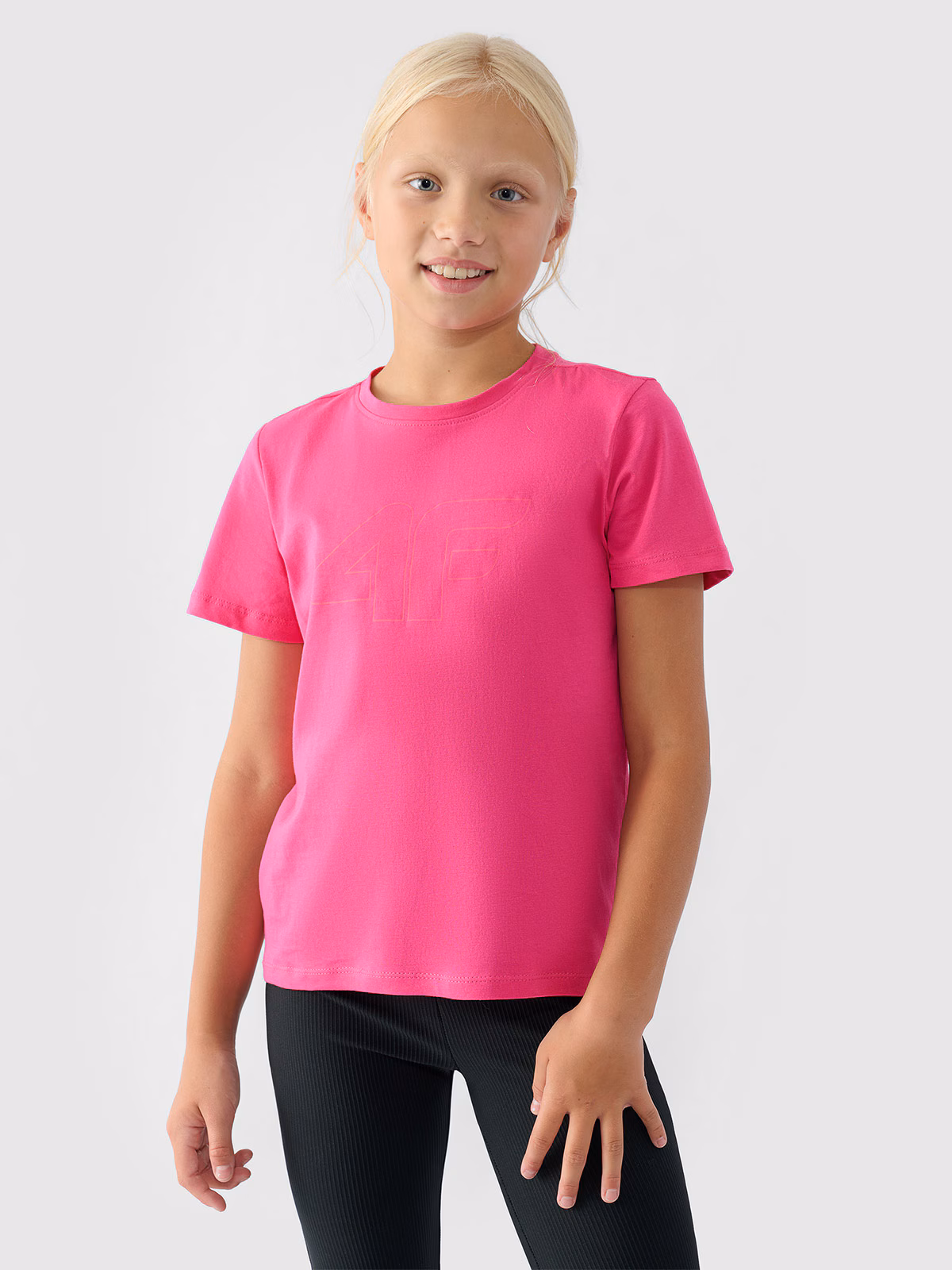 T-shirt z nadrukiem dziewczęcy - różowy