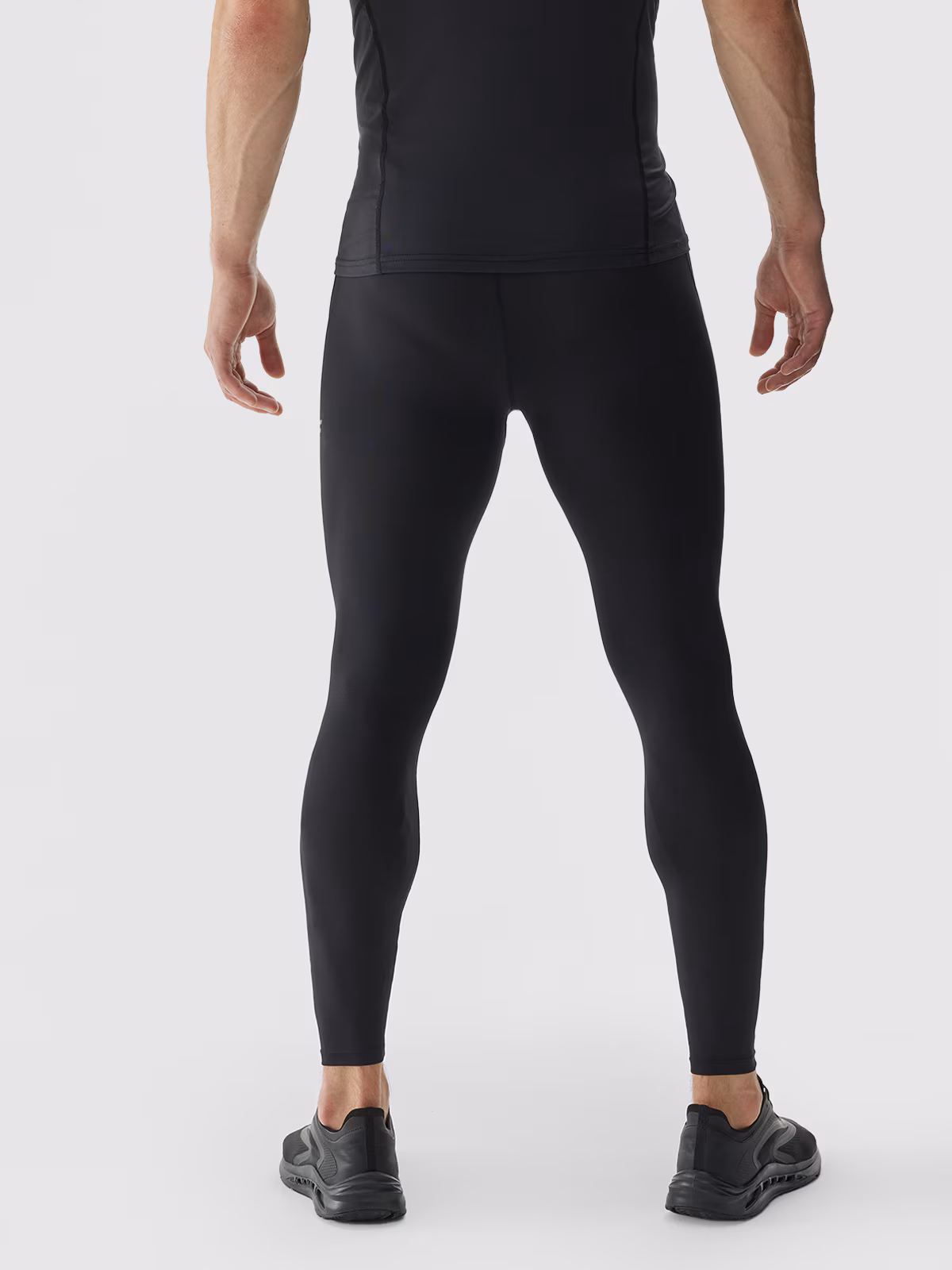 Legginsy treningowe ze średnim stanem męskie - czarne