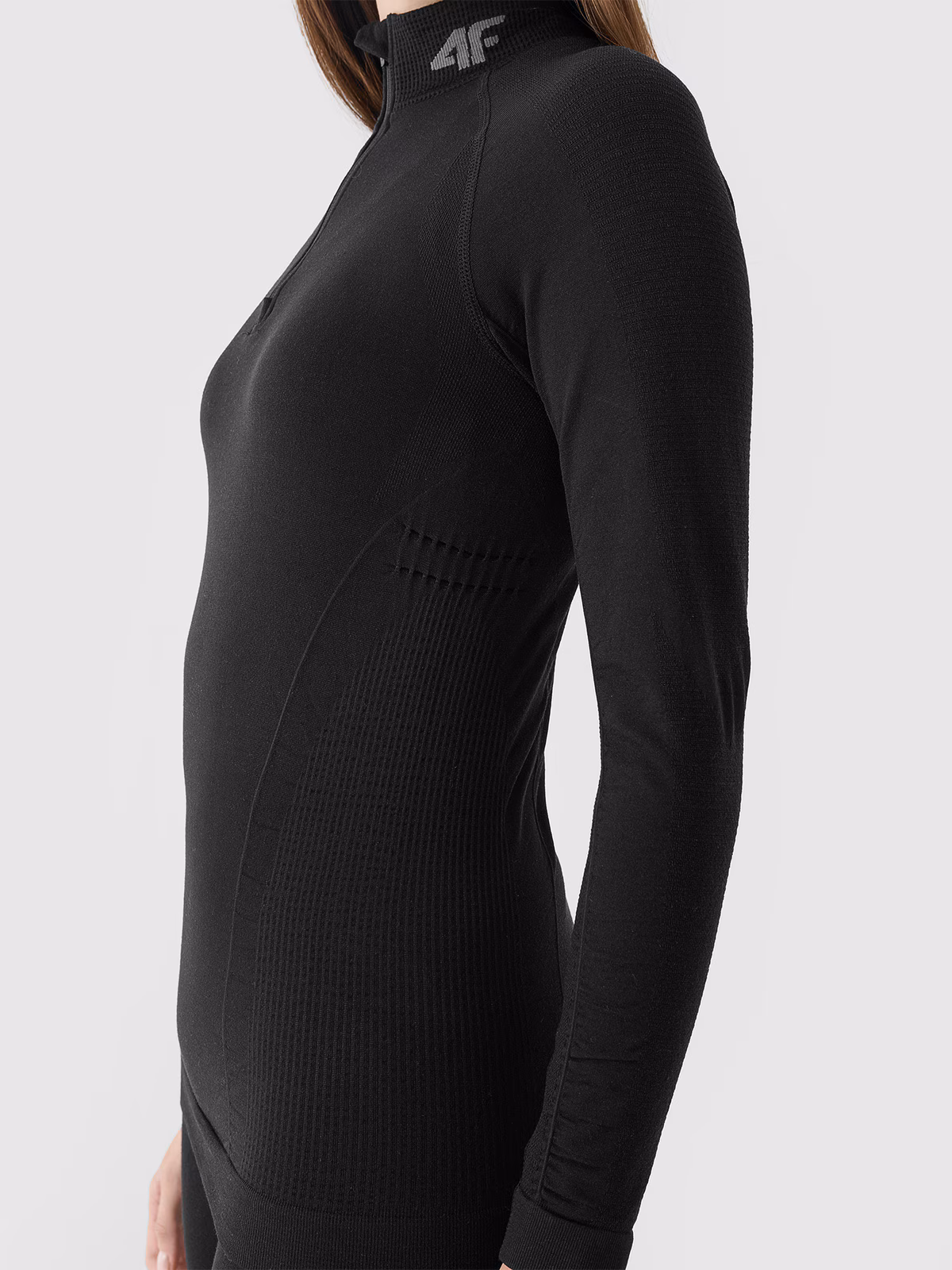 Bielizna termoaktywna bezszwowa z wełną Merino (góra) damska - czarna