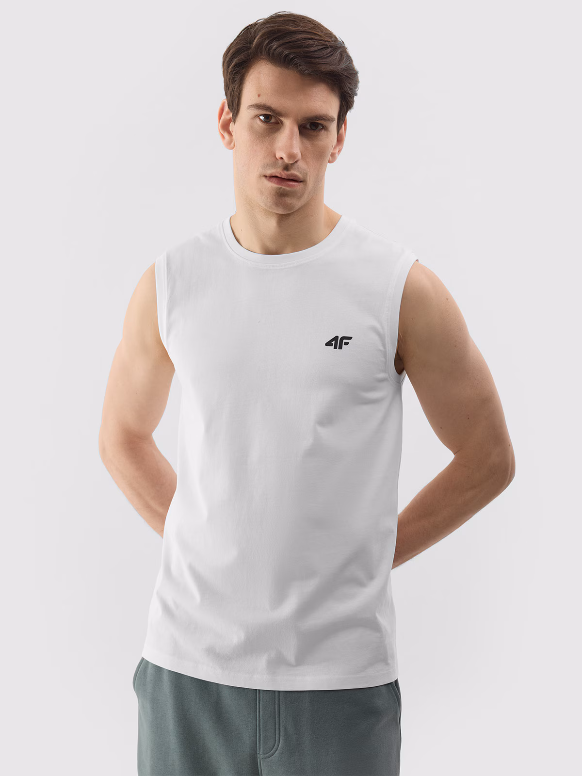 Tank top regular gładki męski - biały