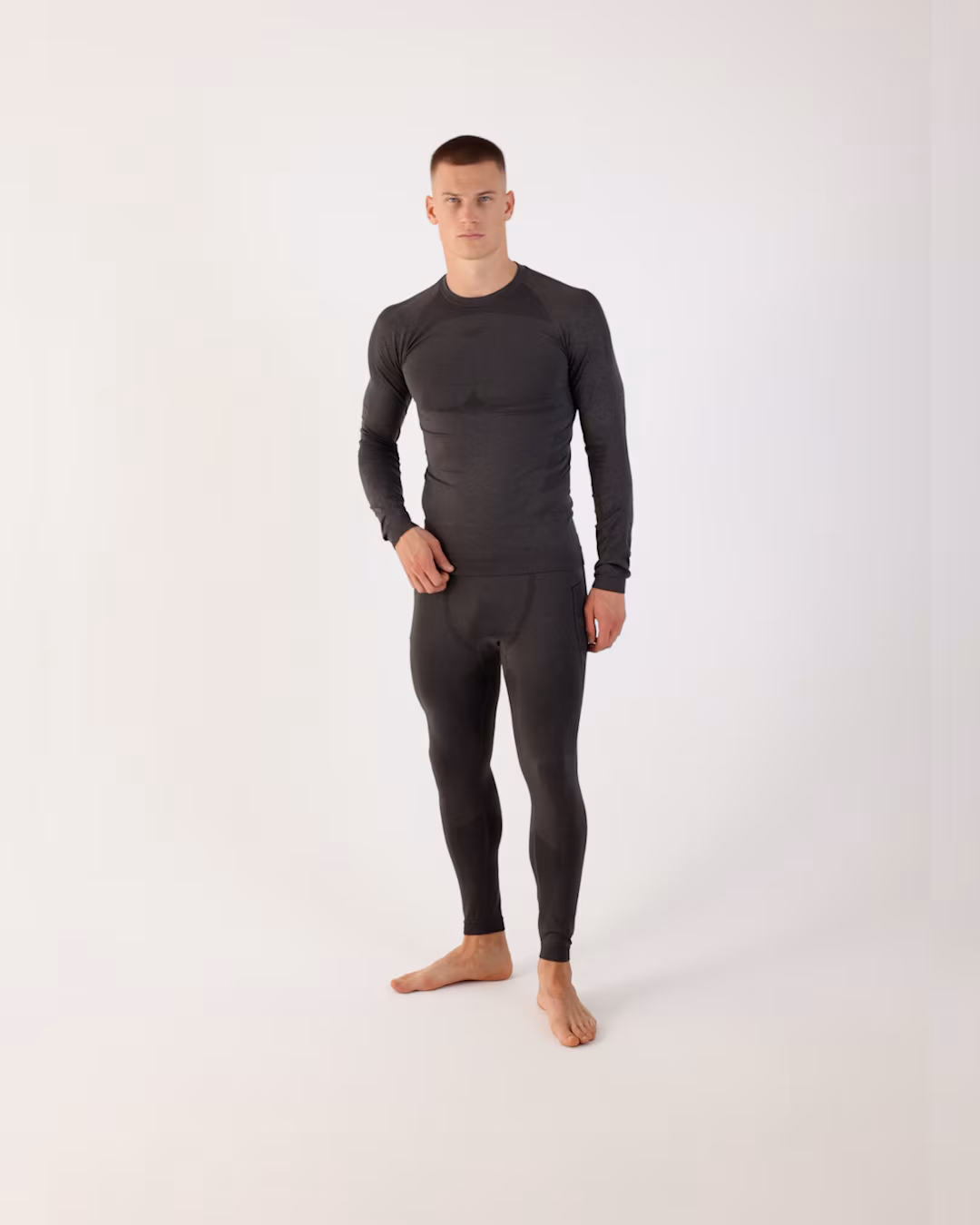 Bielizna termoaktywna bezszwowa (góra) męska - czarna