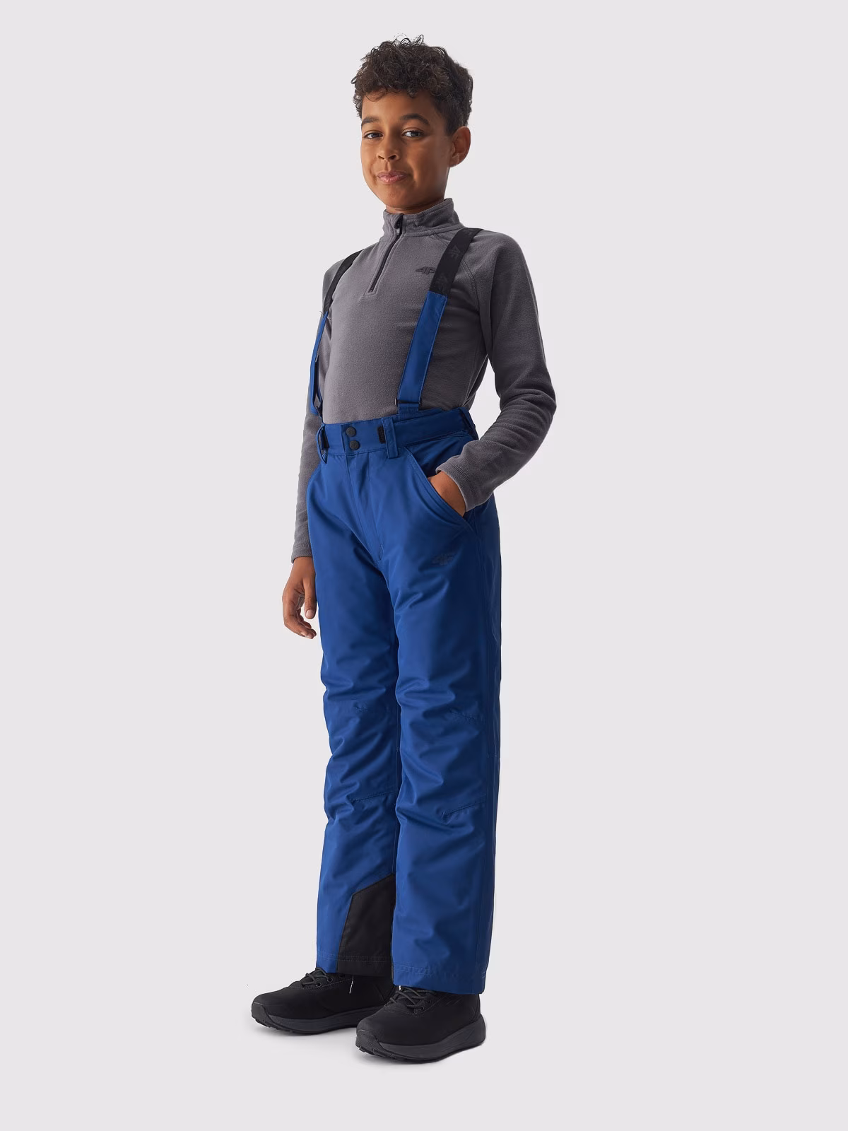 Spodnie narciarskie z szelkami membrana 8000 chłopięce - granatowe